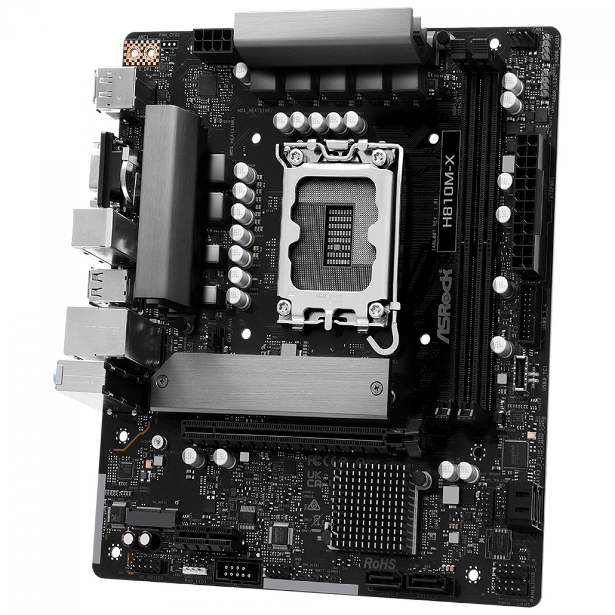 Placa Mãe ASRock H810M-X, Chipset H810, Intel LGA 1851, mATX, DDR5