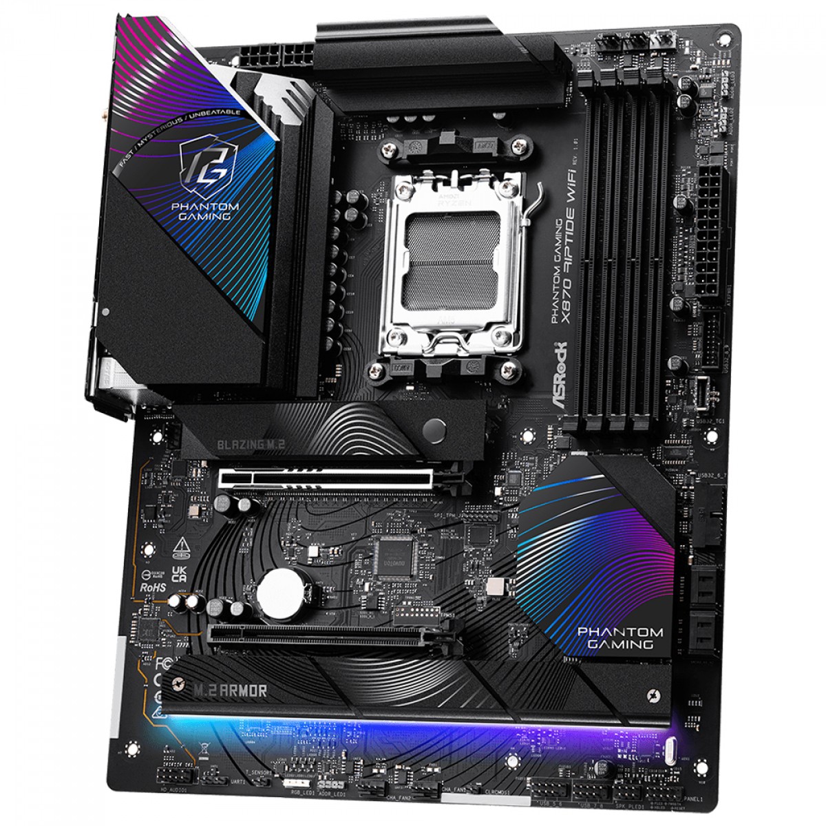 Placa Mãe ASRock Phantom Gaming X870 Riptide WiFi, Chipset X870, AMD AM5, ATX, DDR5