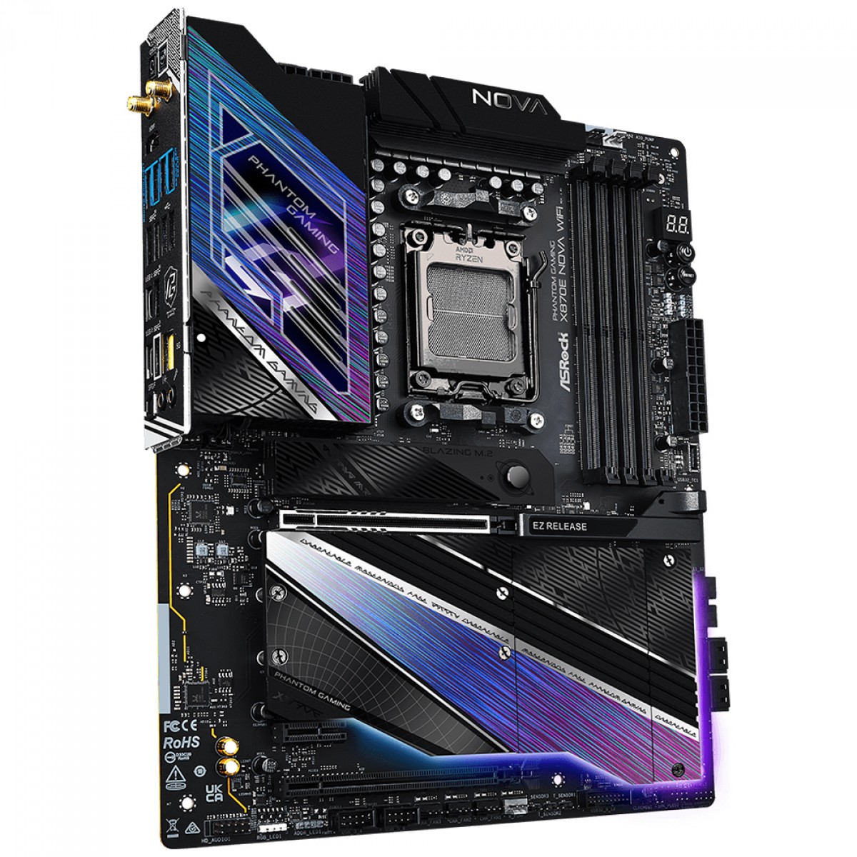 Placa Mãe ASRock Phantom Gaming X870E Nova WiFi, Chipset X870E, AMD AM5, ATX, DDR5