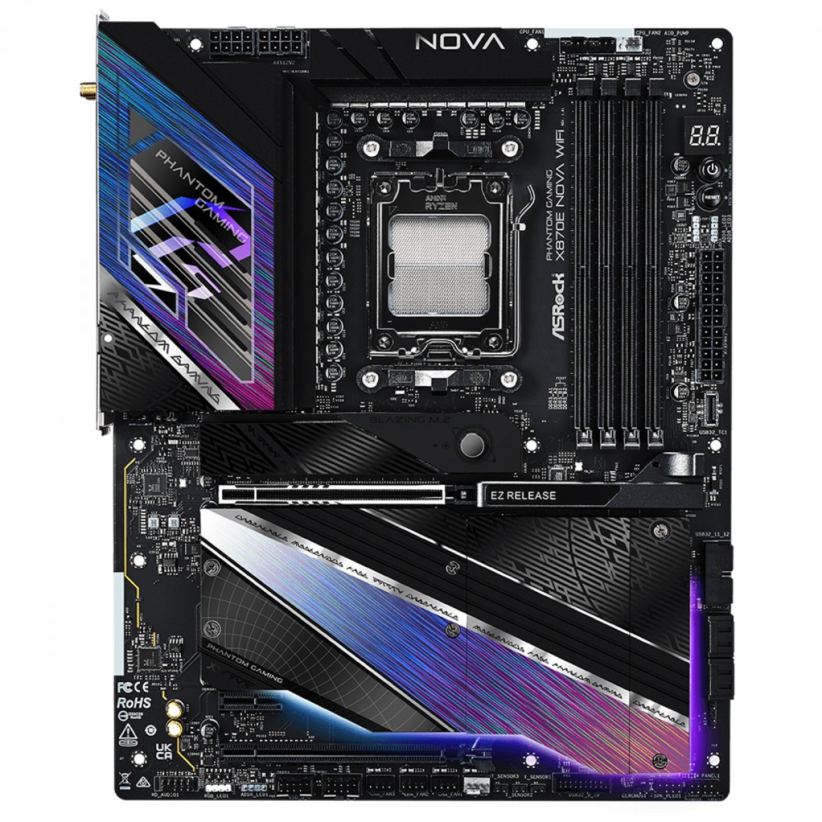 Placa Mãe ASRock Phantom Gaming X870E Nova WiFi, Chipset X870E, AMD AM5, ATX, DDR5