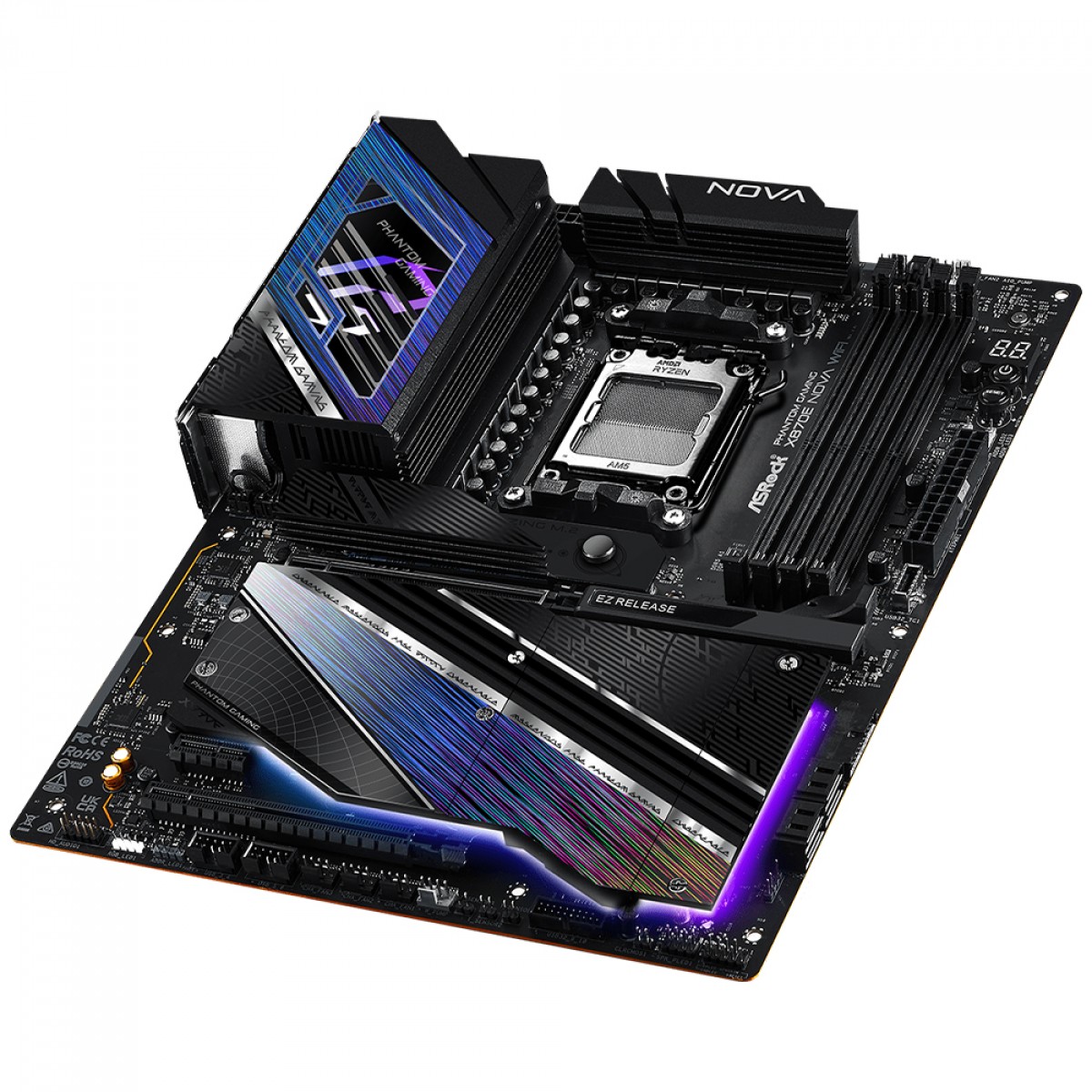 Placa Mãe ASRock Phantom Gaming X870E Nova WiFi, Chipset X870E, AMD AM5, ATX, DDR5