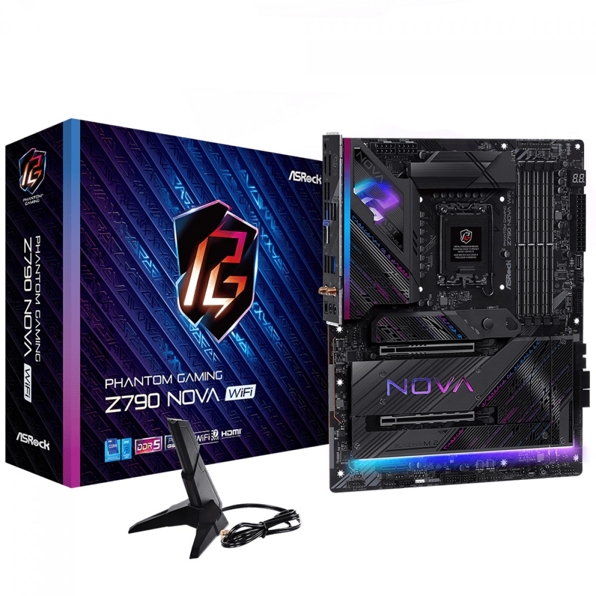 Placa Mãe ASRock Phantom Gaming Z790 NOVA WIFI, Chipset Z790, LGA 1700, ATX, DDR5