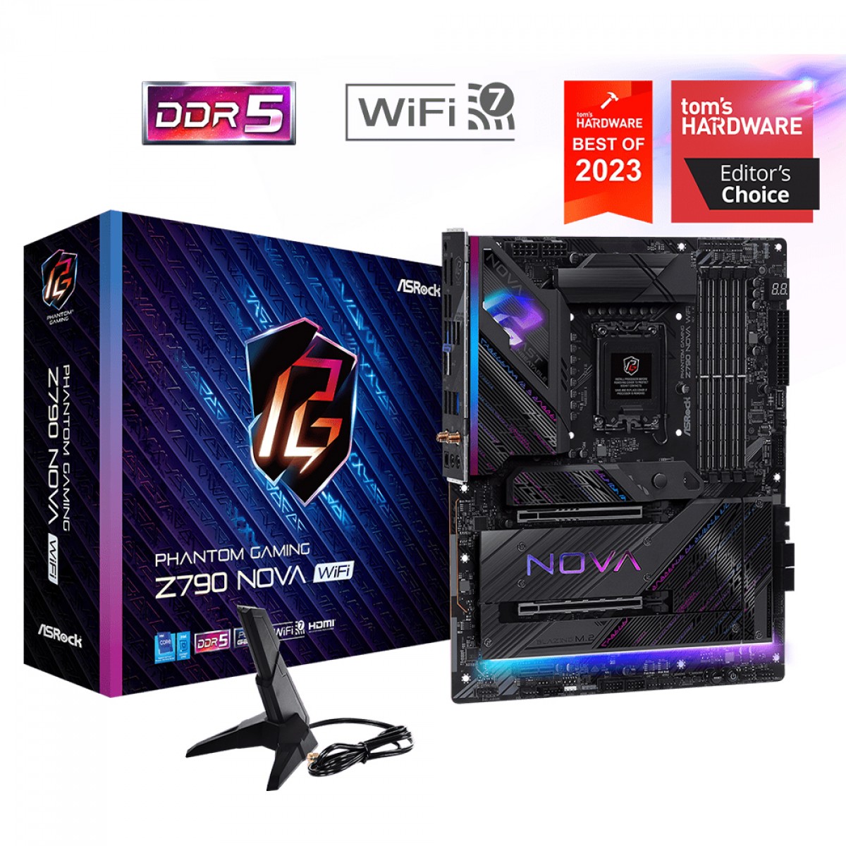 Placa Mãe ASRock Phantom Gaming Z790 NOVA WIFI, Chipset Z790, LGA 1700, ATX, DDR5