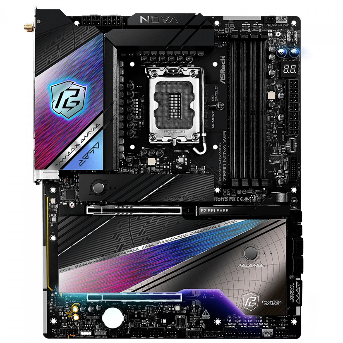 Placa Mãe ASRock Phantom Gaming Z890 Nova WiFi, Chipset Z890, Intel LGA 1851, ATX, DDR5