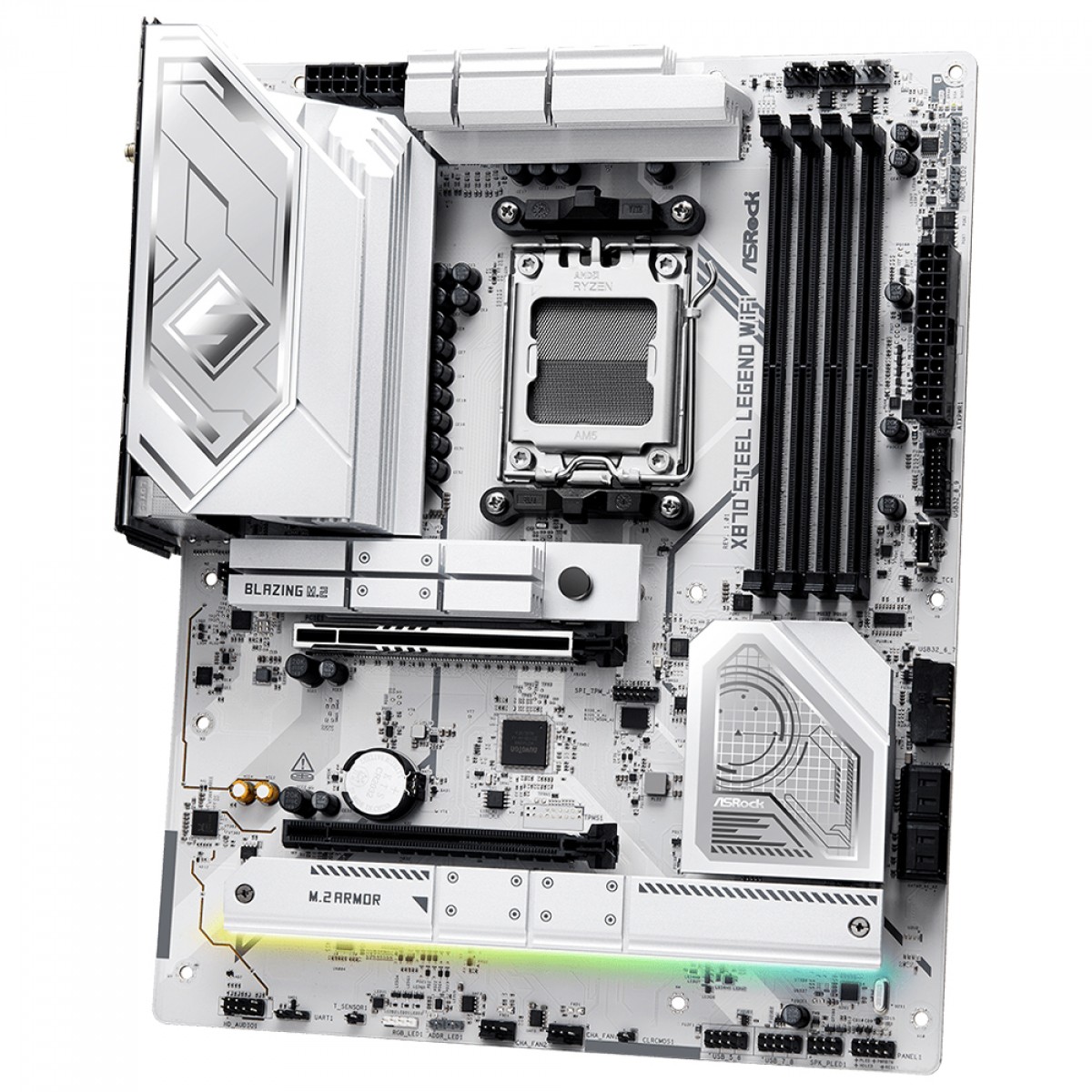 Placa Mãe ASRock X870 Steel Legend WiFi, Chipset X870, AMD AM5, ATX, DDR5 