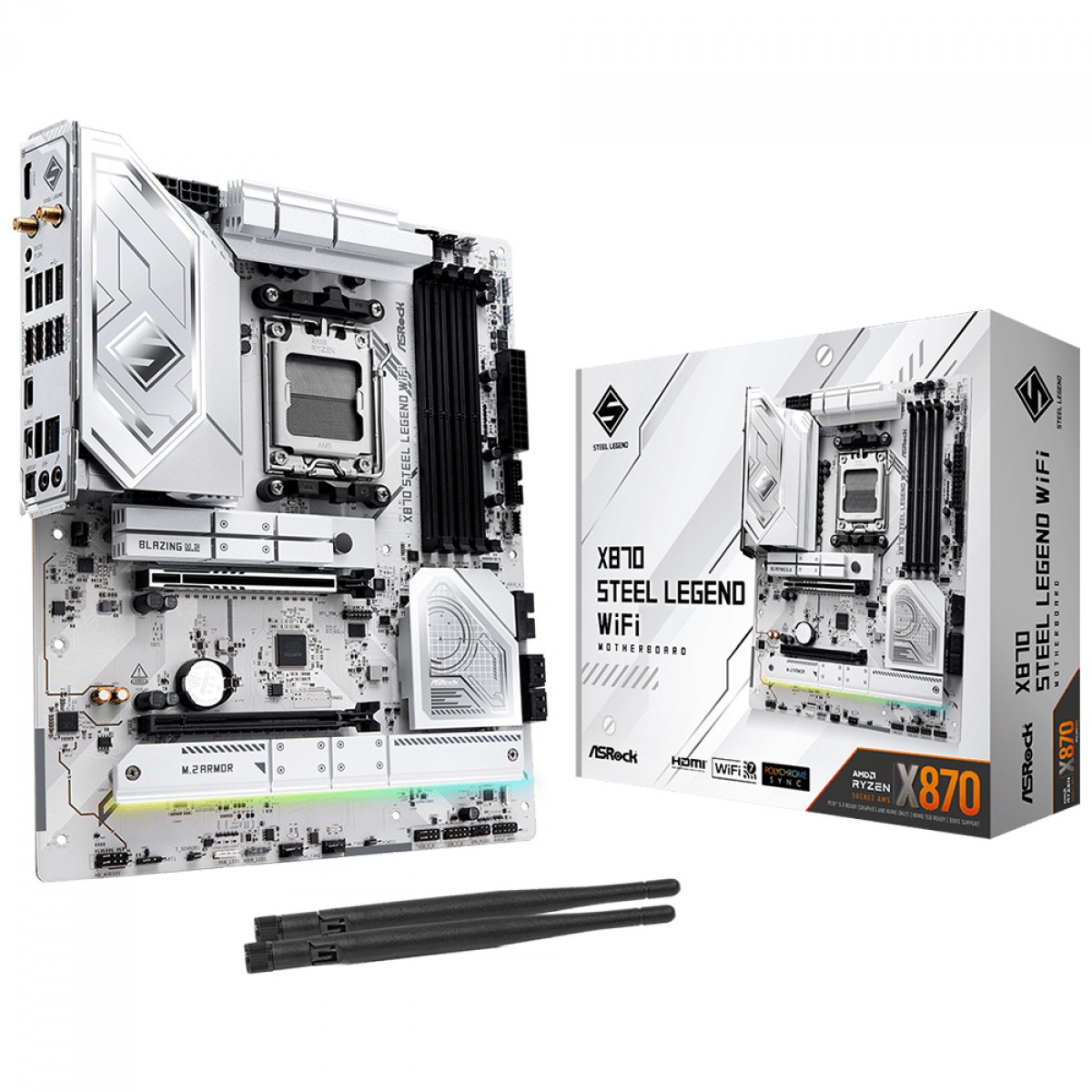 Placa Mãe ASRock X870 Steel Legend WiFi, Chipset X870, AMD AM5, ATX, DDR5 