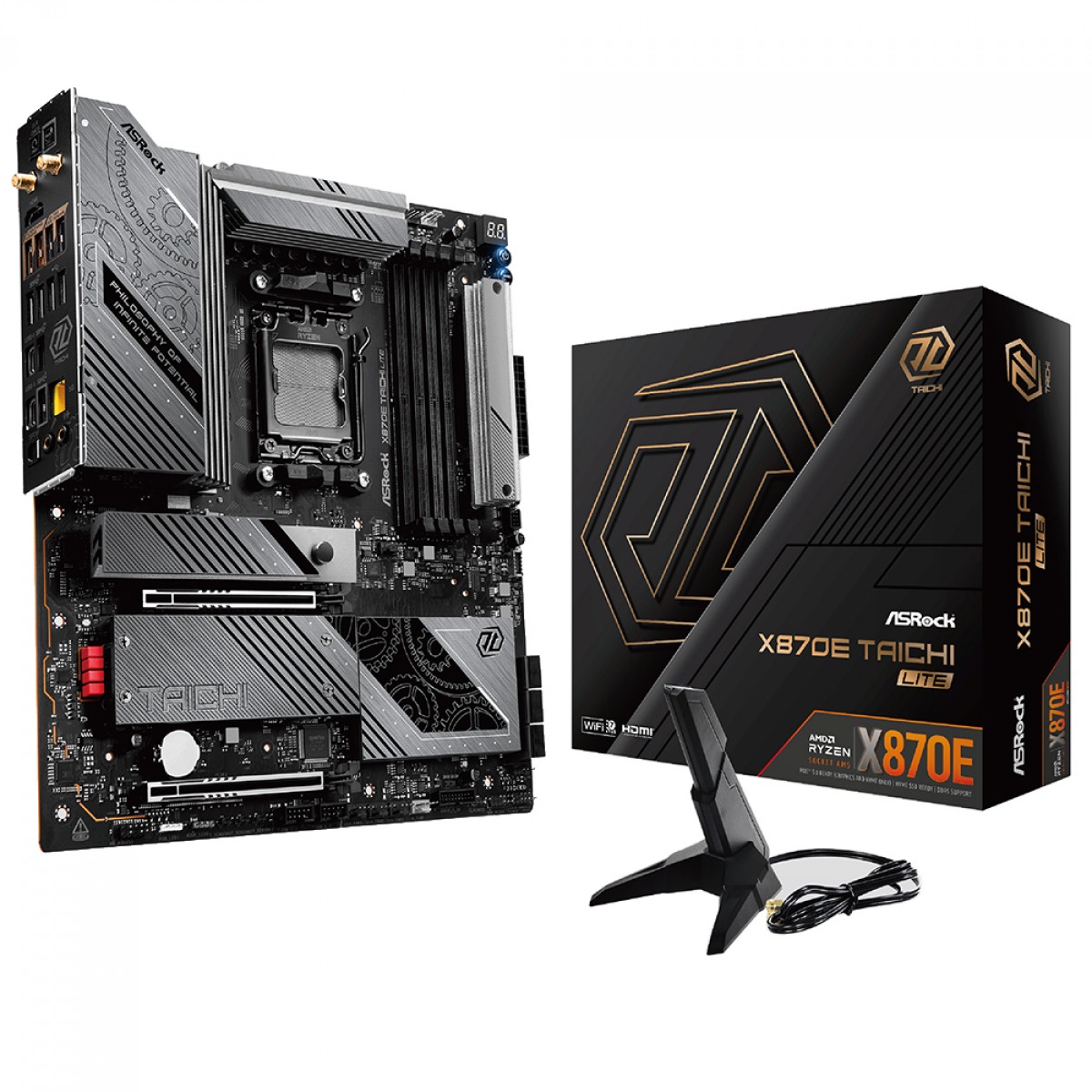 Placa Mãe ASRock X870E Taichi Lite, WIFI, Chipset X870, EATX, AMD AM5, DDR5
