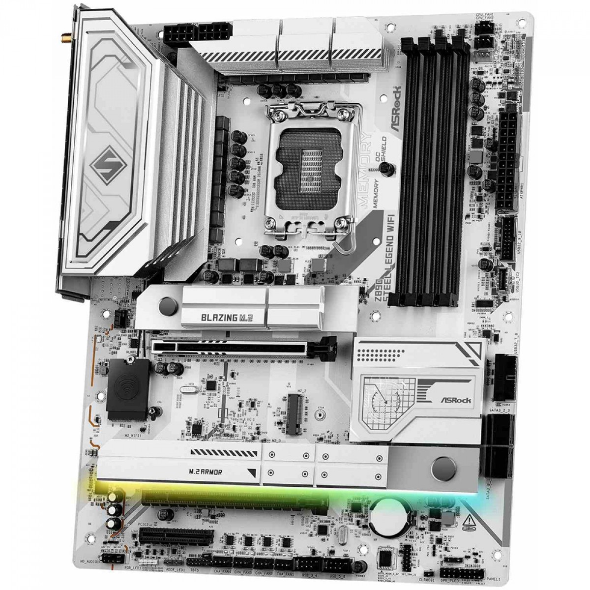 Placa Mãe ASRock Z890 Steel Legend WIFI, Chipset Z890, Intel LGA 1851, ATX, DDR5, Branco, 90-MXBPF0-A0UAYZ
