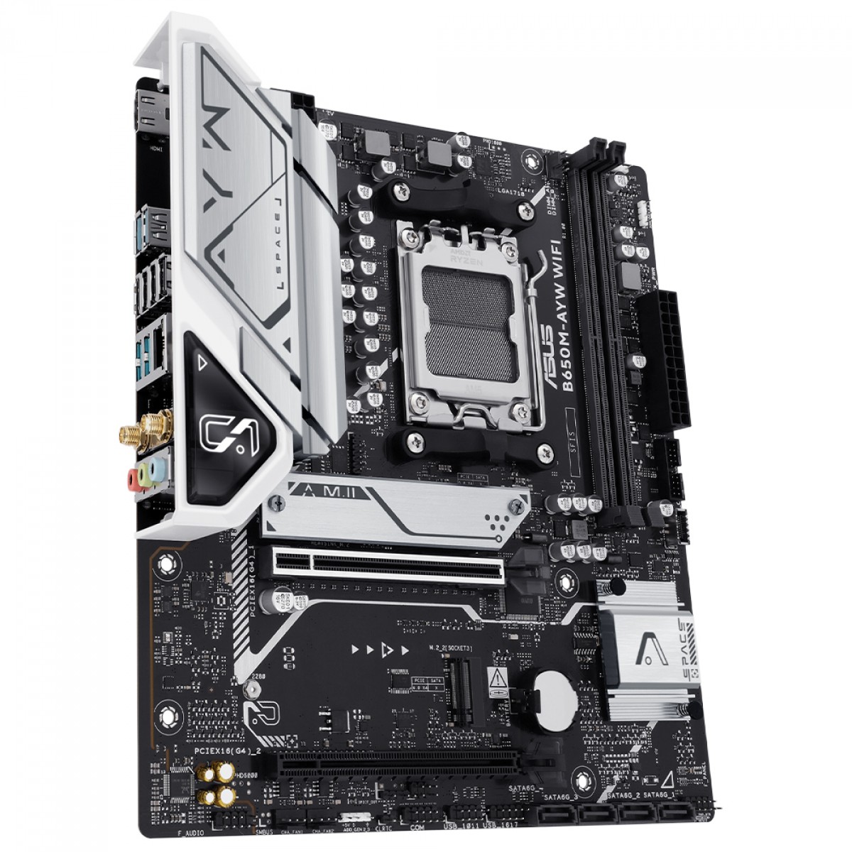 Placa Mãe Asus B650M-AYW WIFI, Chipset B650, AMD AM5, mATX, DDR5, 90MB1KI0-M0EAY0