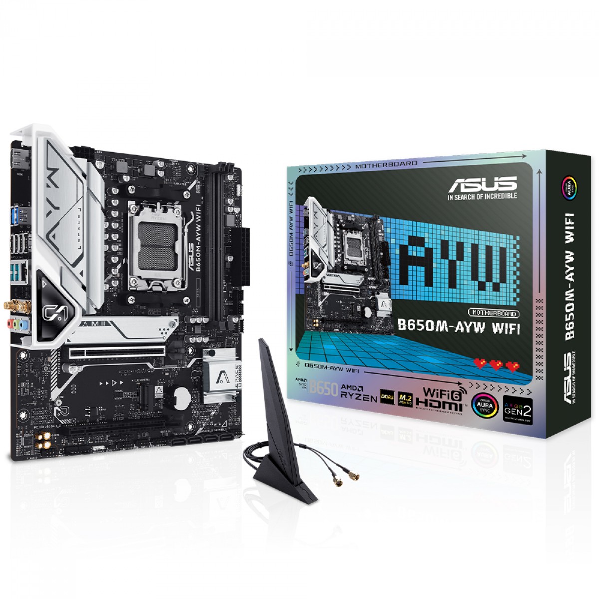 Placa Mãe Asus B650M-AYW WIFI, Chipset B650, AMD AM5, mATX, DDR5, 90MB1KI0-M0EAY0