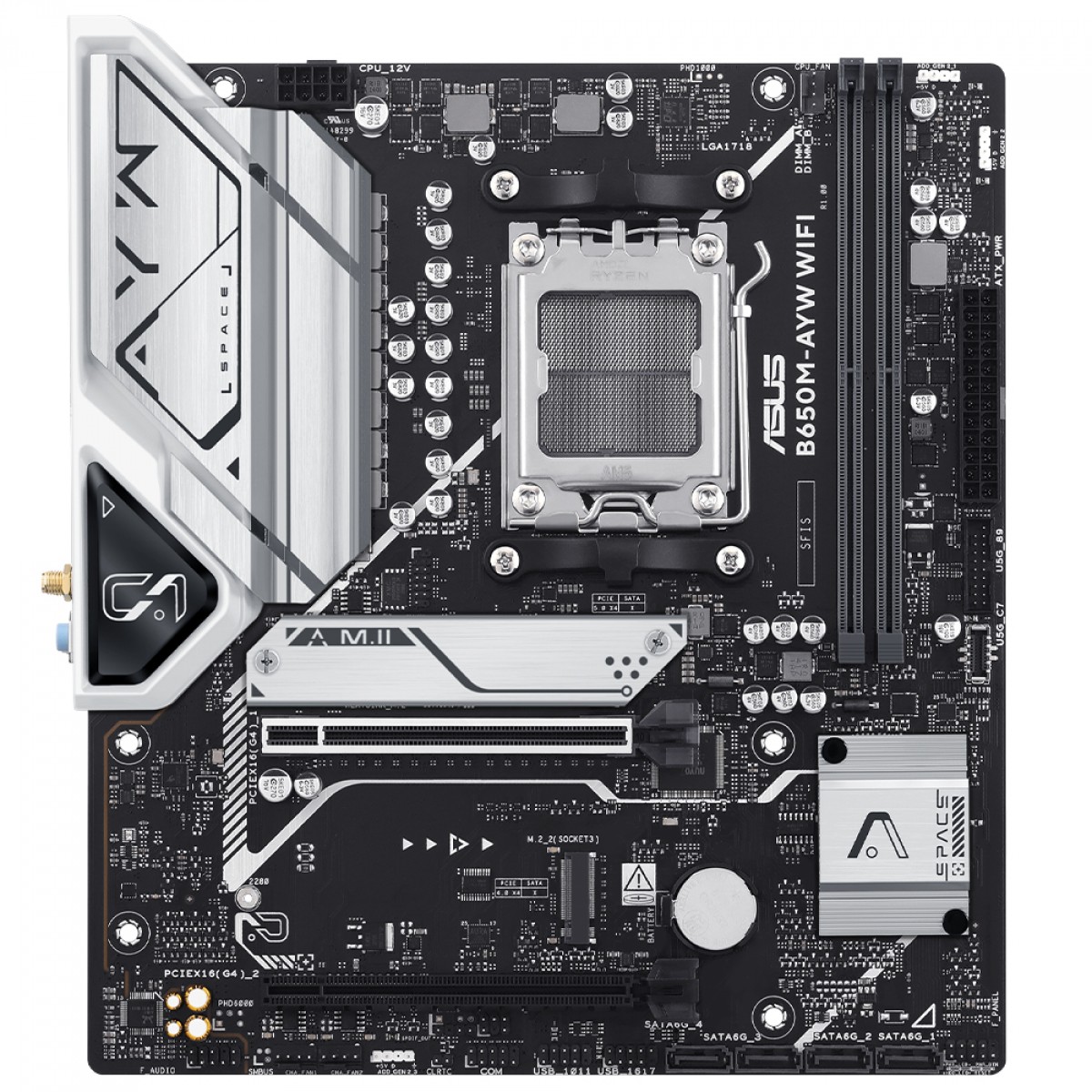Placa Mãe Asus B650M-AYW WIFI, Chipset B650, AMD AM5, mATX, DDR5, 90MB1KI0-M0EAY0