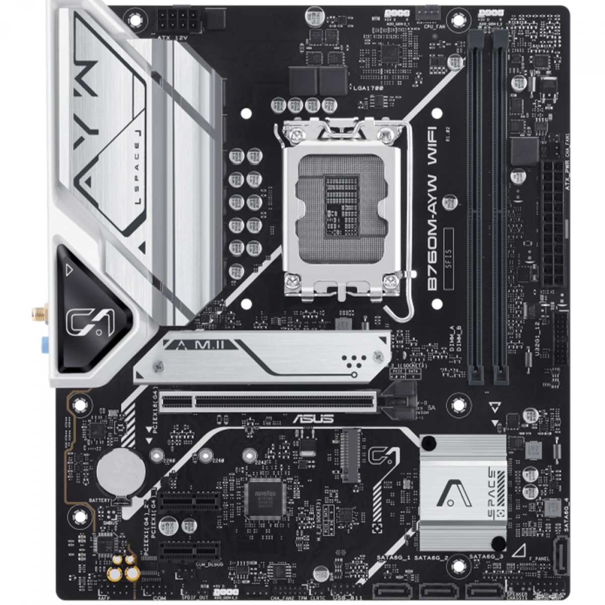 Placa Mãe Asus B760M-AYW WIFI, Chipset B760, Intel LGA 1700, mATX, DDR5, 90MB1FK0-M0EAY0