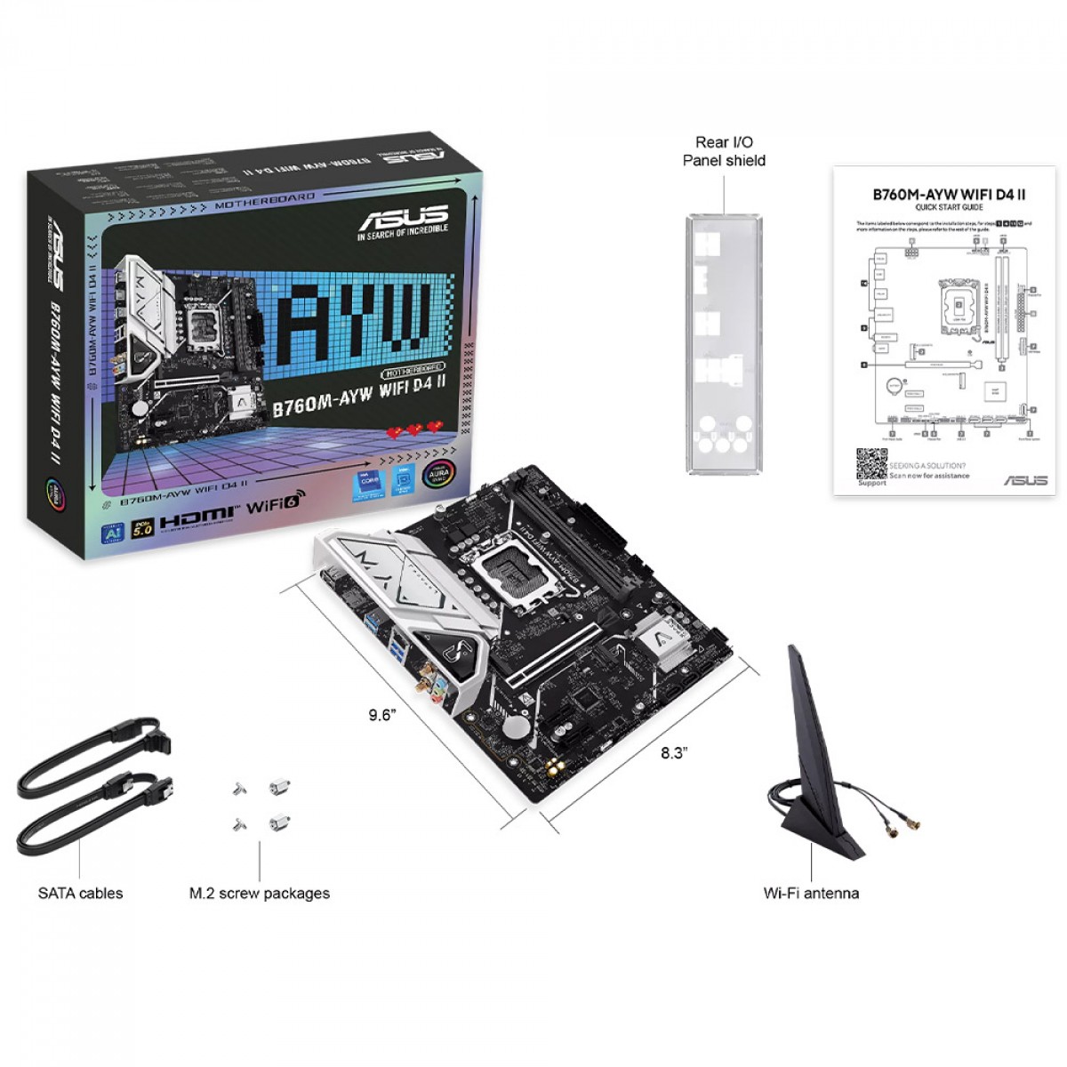 Placa Mãe Asus B760M-AYW WIFI D4 II, Chipset B760, Intel LGA 1700, mATX, DDR4, 90MB1MG0-M0EAY0