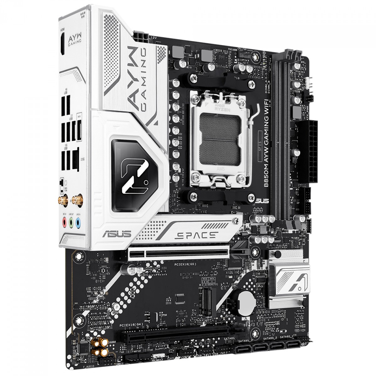 Placa Mãe Asus B850M AYW Gaming WiFi, Chipset B850, AMD AM5, mATX, DDR5, 90MB1LW0-M0EAY0