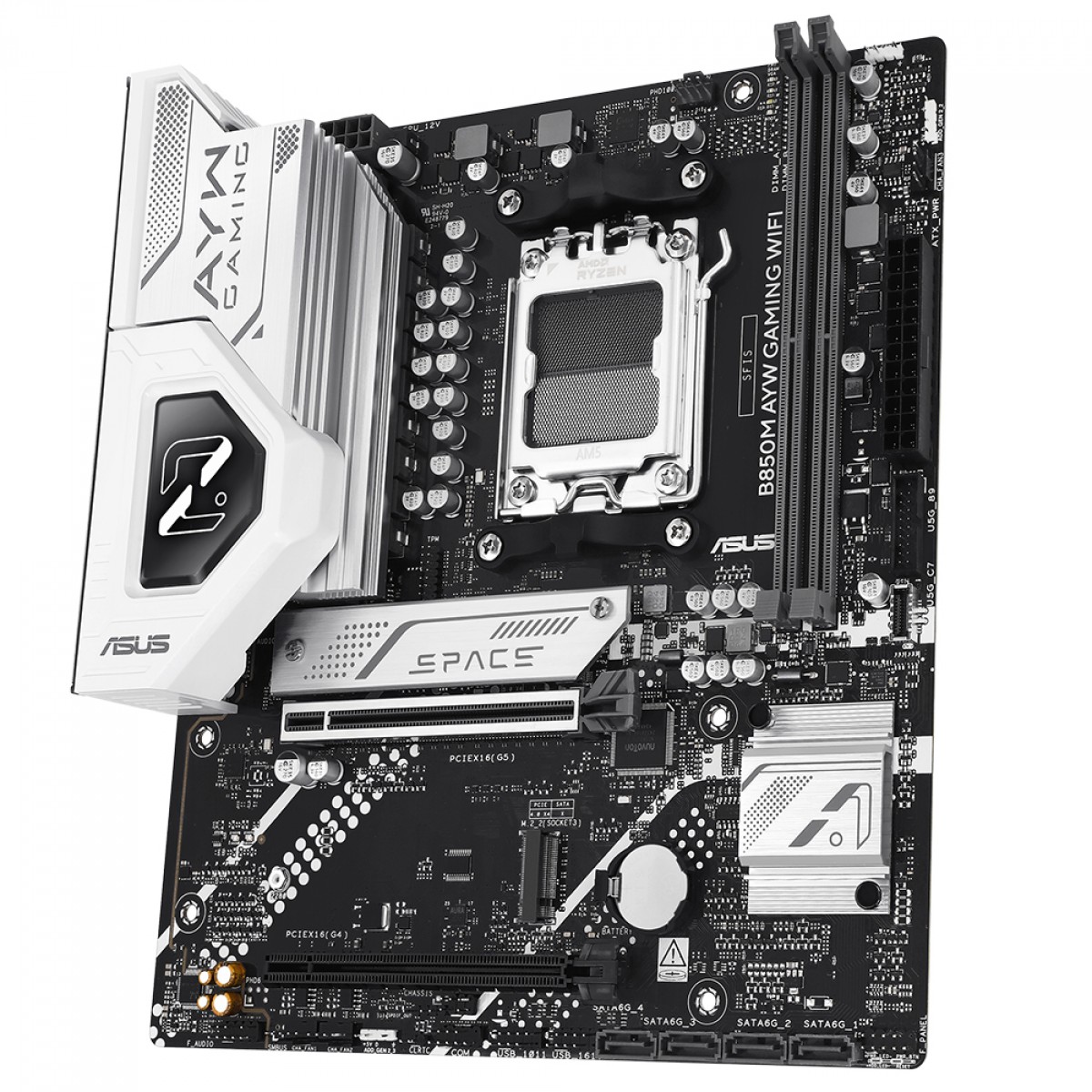 Placa Mãe Asus B850M AYW Gaming WiFi, Chipset B850, AMD AM5, mATX, DDR5, 90MB1LW0-M0EAY0