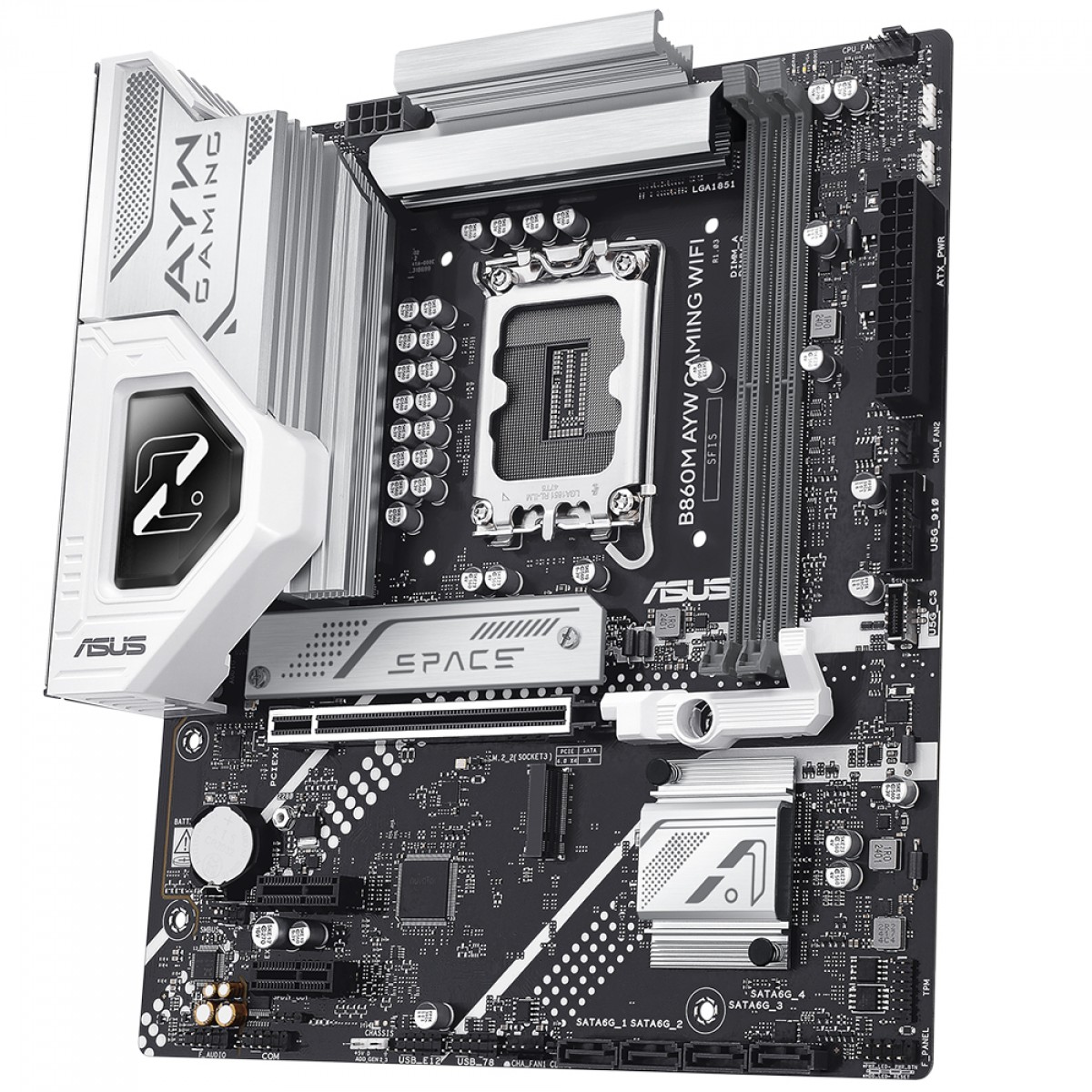 Placa Mãe Asus B860M AYW Gaming WiFi, Chipset B860, Intel LGA 1851, mATX, DDR5, 90MB1JS0-M0EAY0