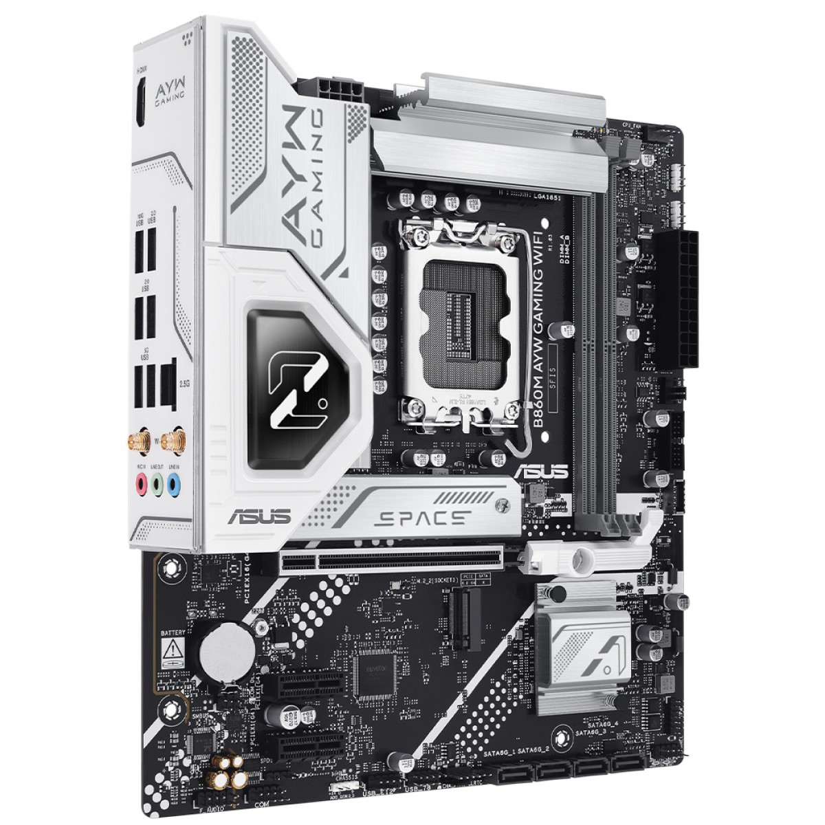 Placa Mãe Asus B860M AYW Gaming WiFi, Chipset B860, Intel LGA 1851, mATX, DDR5, 90MB1JS0-M0EAY0