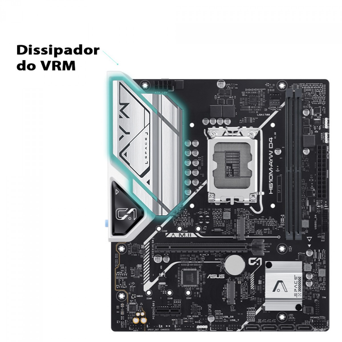 Placa Mãe Asus H610M-AYW D4, Chipset H610, Intel LGA 1700, mATX, DDR4, 90MB1GF0-M0EAY0