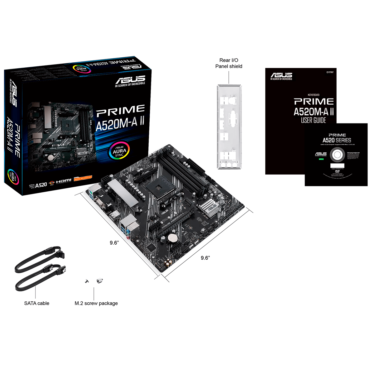 Placa Mãe Asus PRIME A520M-A II, Chipset A520, AMD AM4, mATX, DDR4, 90MB17H0-M0EAY0