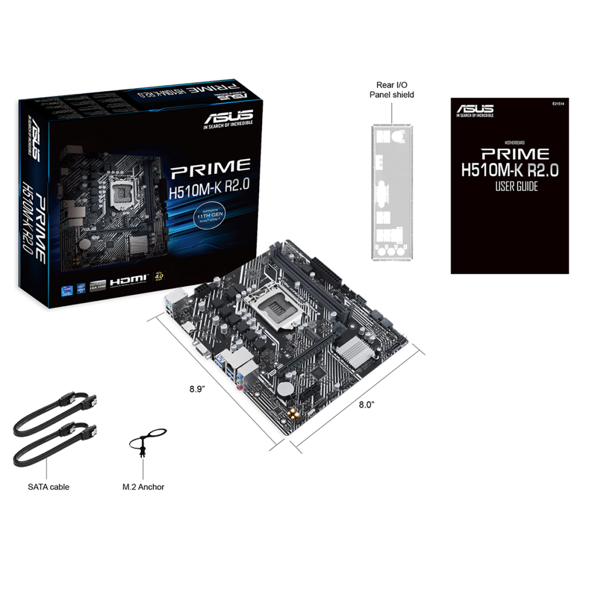 Placa Mãe ASUS PRIME H510M-K R2.0, Chipset H470, Intel LGA 1200, mATX, DDR4, 90MB1E80-M0EAY0