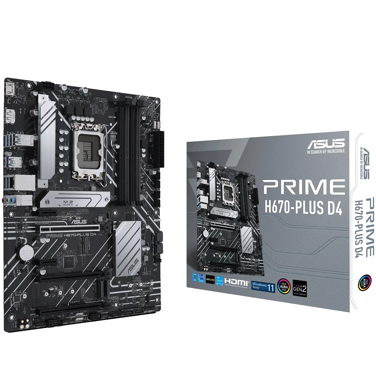 Placa Mãe ASUS PRIME H670 PLUS D4, Chipset H670, Intel LGA 1700, ATX, DDR4, 90MB18W0-M0EAY0