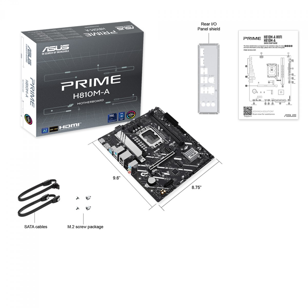 Placa Mãe Asus Prime H810M-A, Chipset H810, Intel LGA 1851, mATX, DDR5, 90MB1KK0-M0EAY0