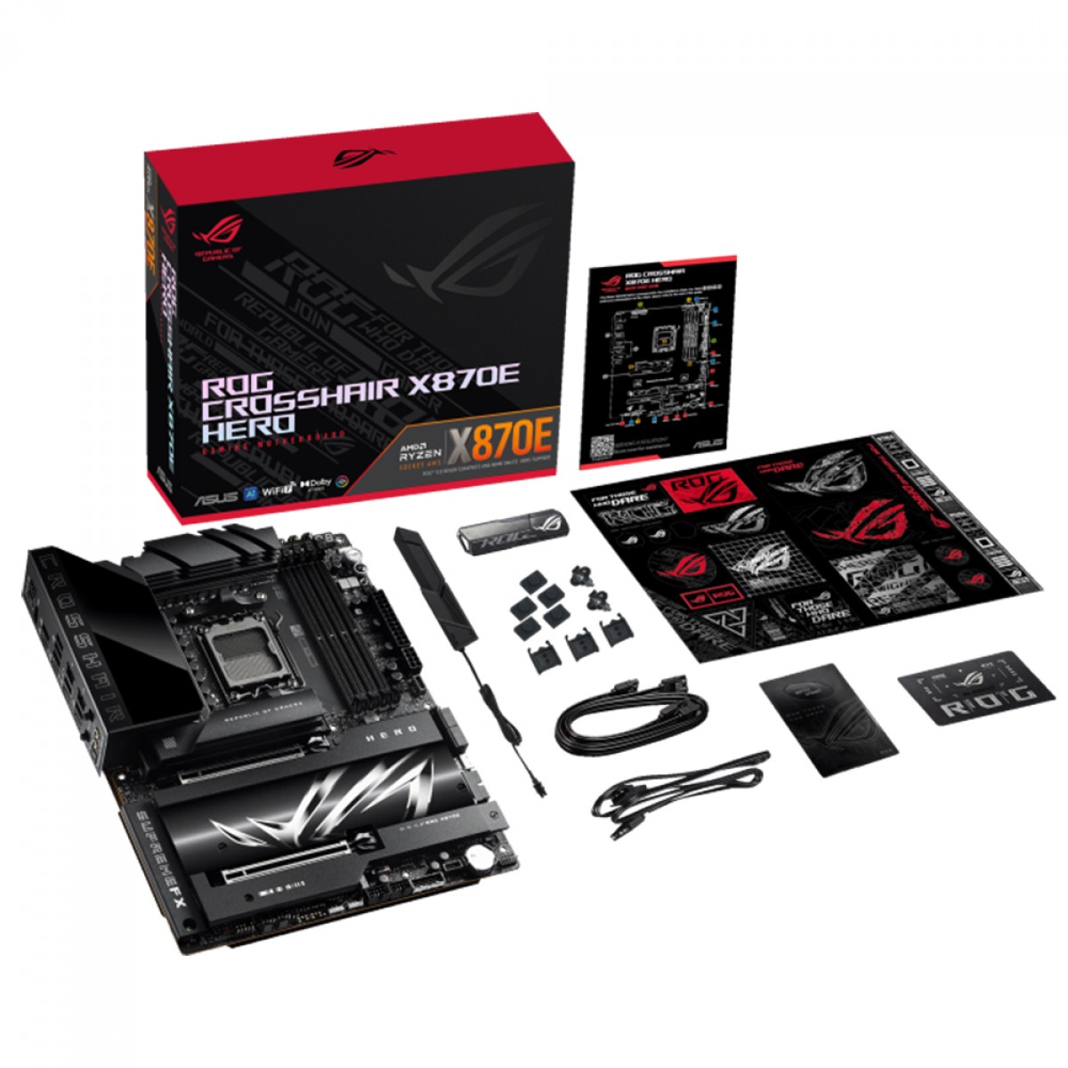 Placa Mãe Asus ROG Crosshair X870E Hero, Chipset X870E, AMD AM5, WiFi 7, ATX, DDR5