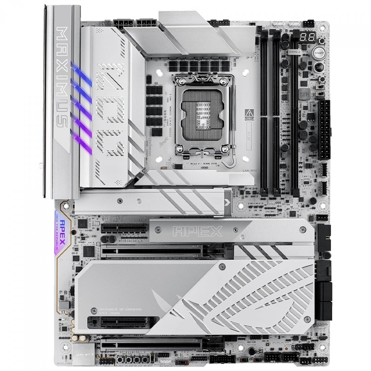 Placa Mãe Asus Rog Maximus Z890 APEX, Chipset Z890, Intel LGA 1851, WiFi, ATX, DDR5, White