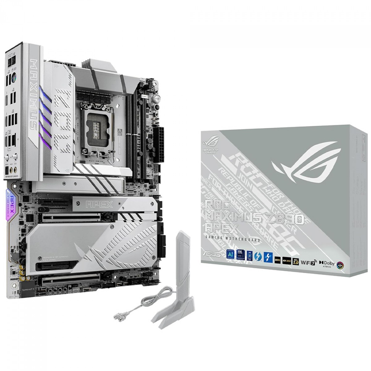 Placa Mãe Asus Rog Maximus Z890 APEX, Chipset Z890, Intel LGA 1851, WiFi, ATX, DDR5, White