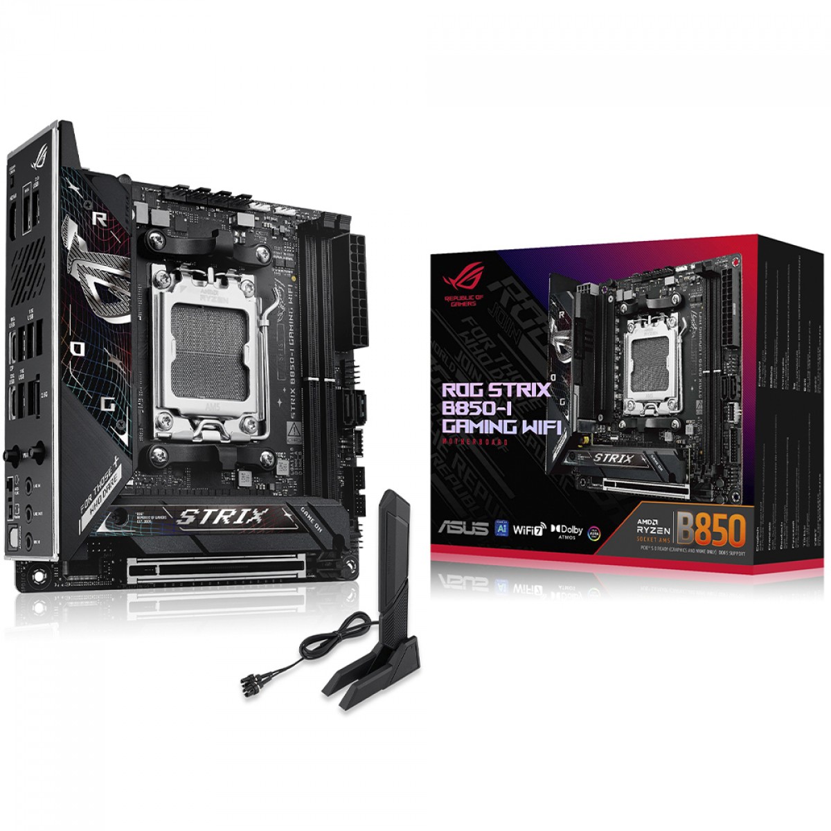 Placa Mãe Asus ROG Strix B850-I Gaming WiFi, Chipset B850, AMD AM5, mini-ITX, DDR5, 90MB1K30-M0EAY0