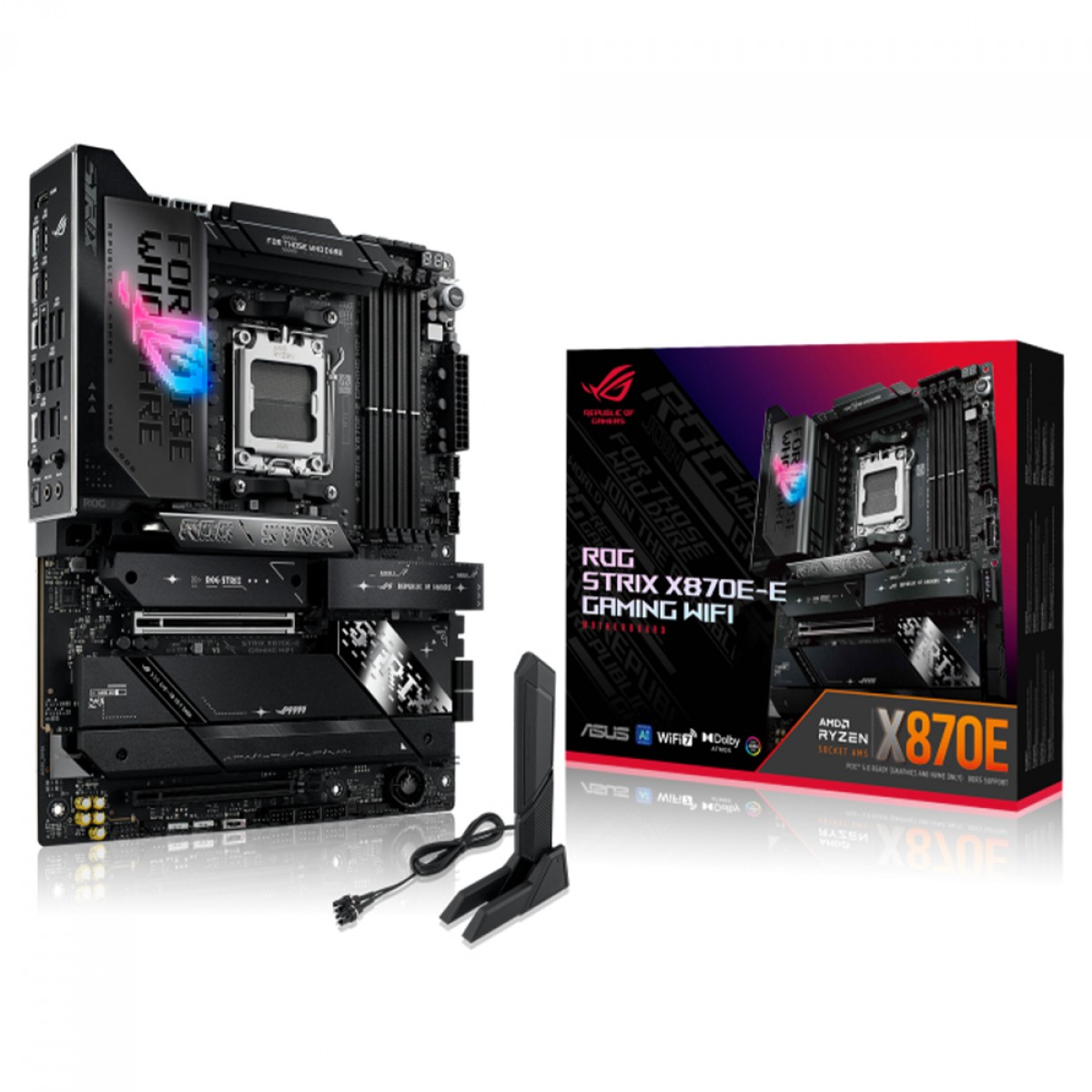 Placa Mãe Asus ROG Strix X870E-E Gaming WiFi, Chipset X870E, AMD AM5, ATX, DDR5