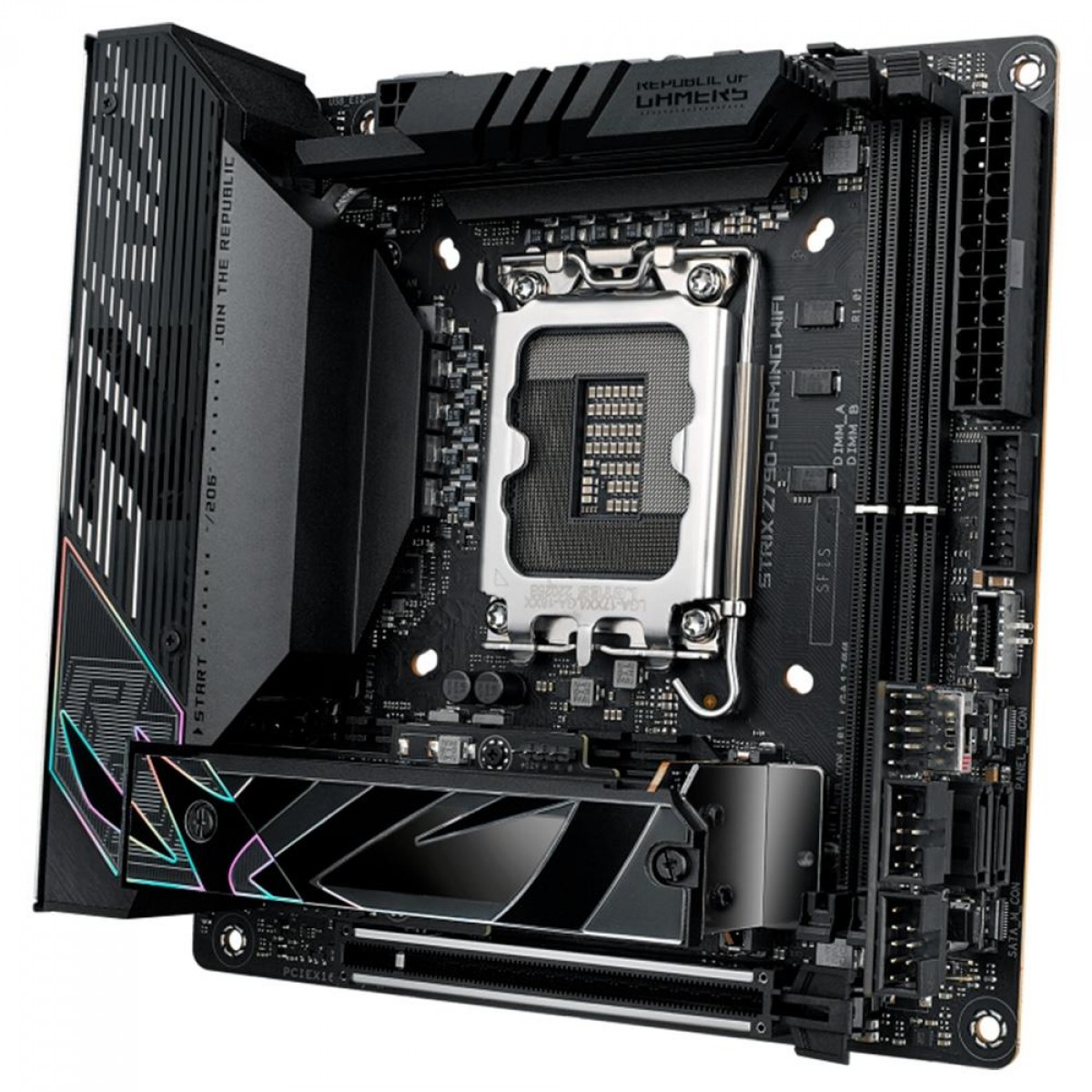 Placa Mãe Asus Rog Strix Z790-I Gaming WIFI, Chipset Z790, Intel LGA 1700, mITX, DDR5, 90MB1CM0-M0EAY0
