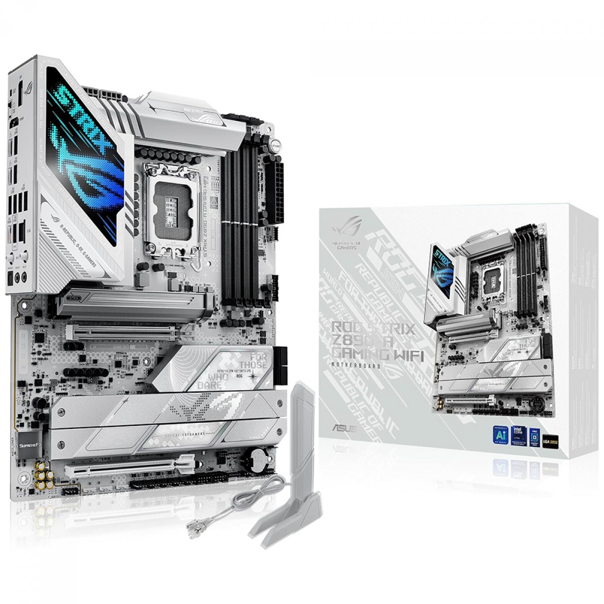 Placa Mãe Asus Rog Strix Z890-A Gaming WiFi, Chipset Z890, Intel LGA 1851, ATX, DDR5, White