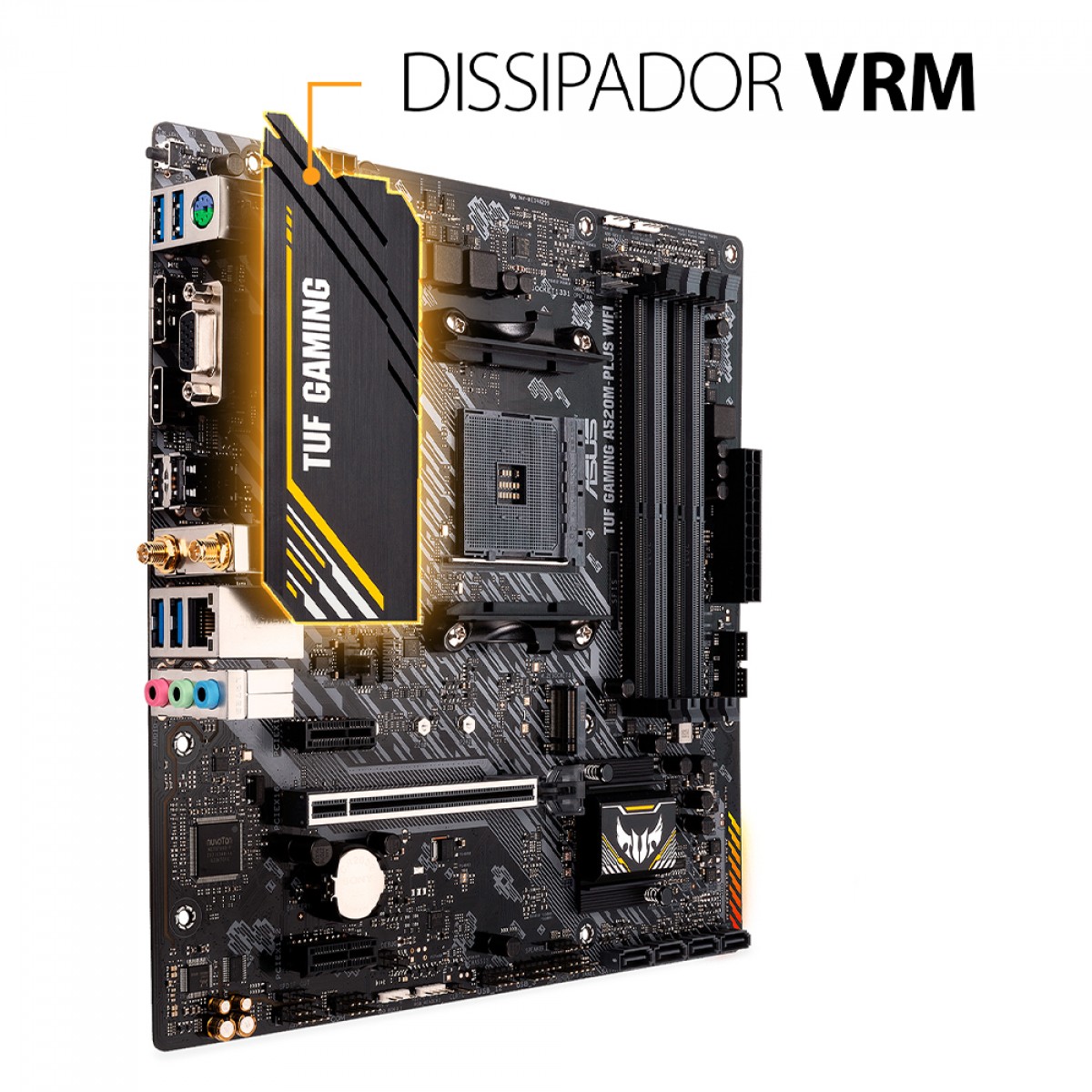 Placa Mãe Asus TUF Gaming A520M-PLUS WIFI, Chipset A520, AMD AM4, mATX, DDR4, 90MB17F0-M0EAY0