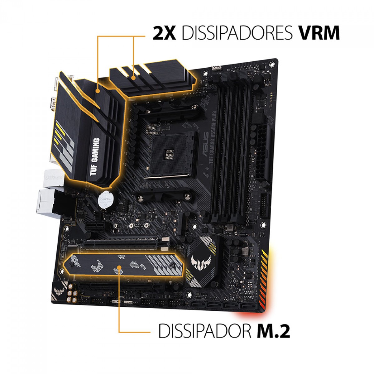 Placa Mãe Asus TUF Gaming B550M-Plus, Chipset B550, AMD AM4, mATX, DDR4, 90MB14A0-C1BAY0