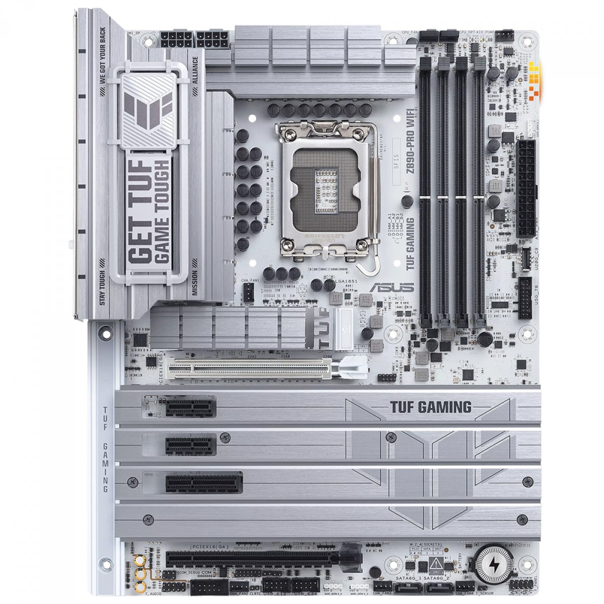 Placa Mãe Asus TUF Gaming Z890-Pro WiFi, Chipset Z890, Intel LGA 1851, ATX, DDR5, White