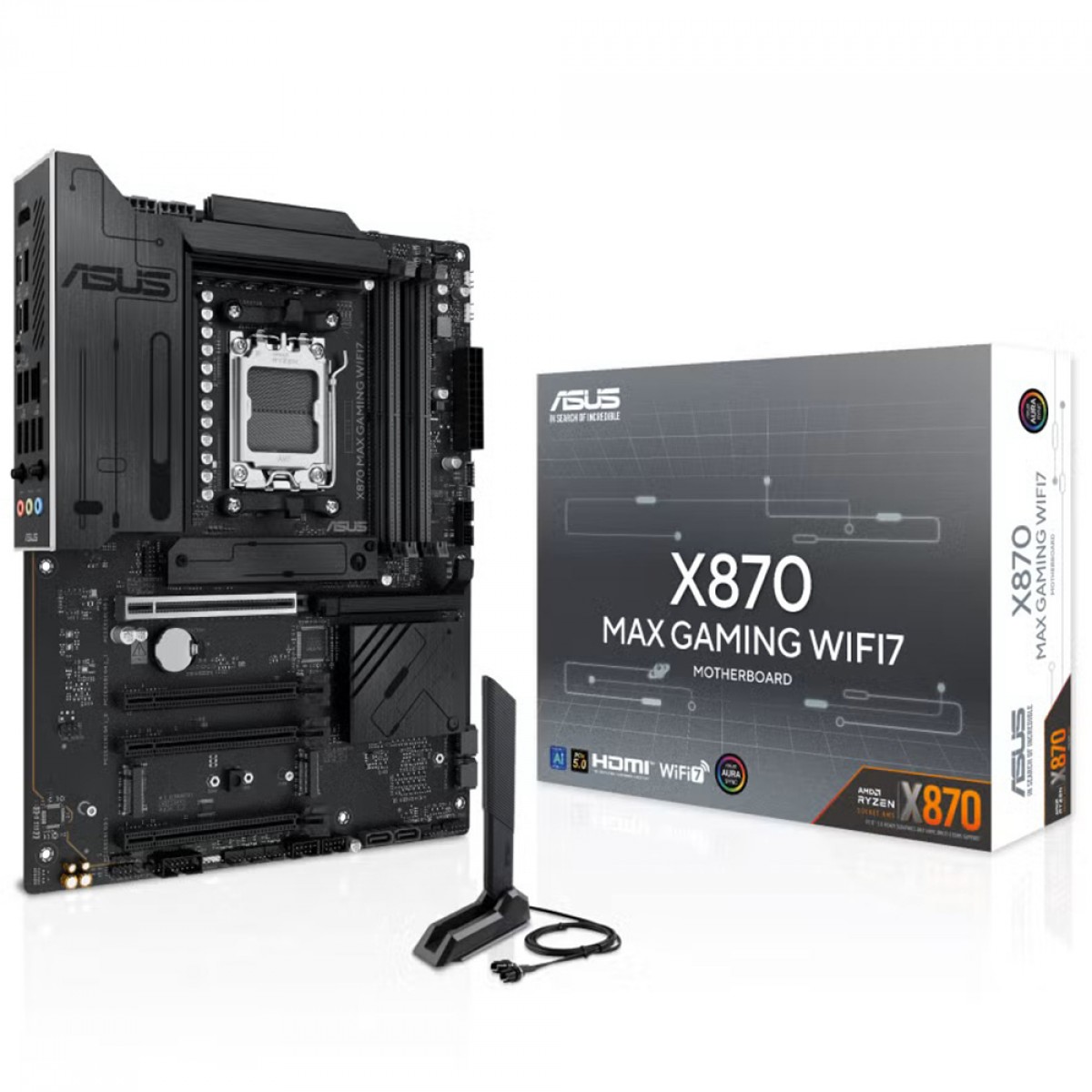 Placa Mãe Asus X870 MAX GAMING WIFI7, Chipset X870, AMD AM5, ATX, DDR5, 90MB1LY0-M0EAY0