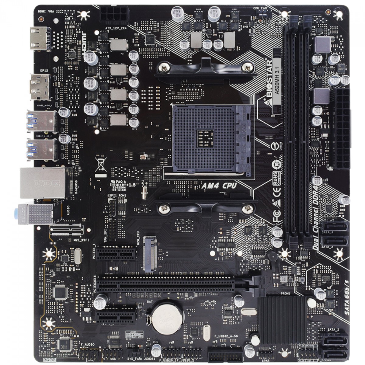 Placa Mãe Biostar A520MH 3.1, Chipset A520, AMD AM4, MATX, DDR4