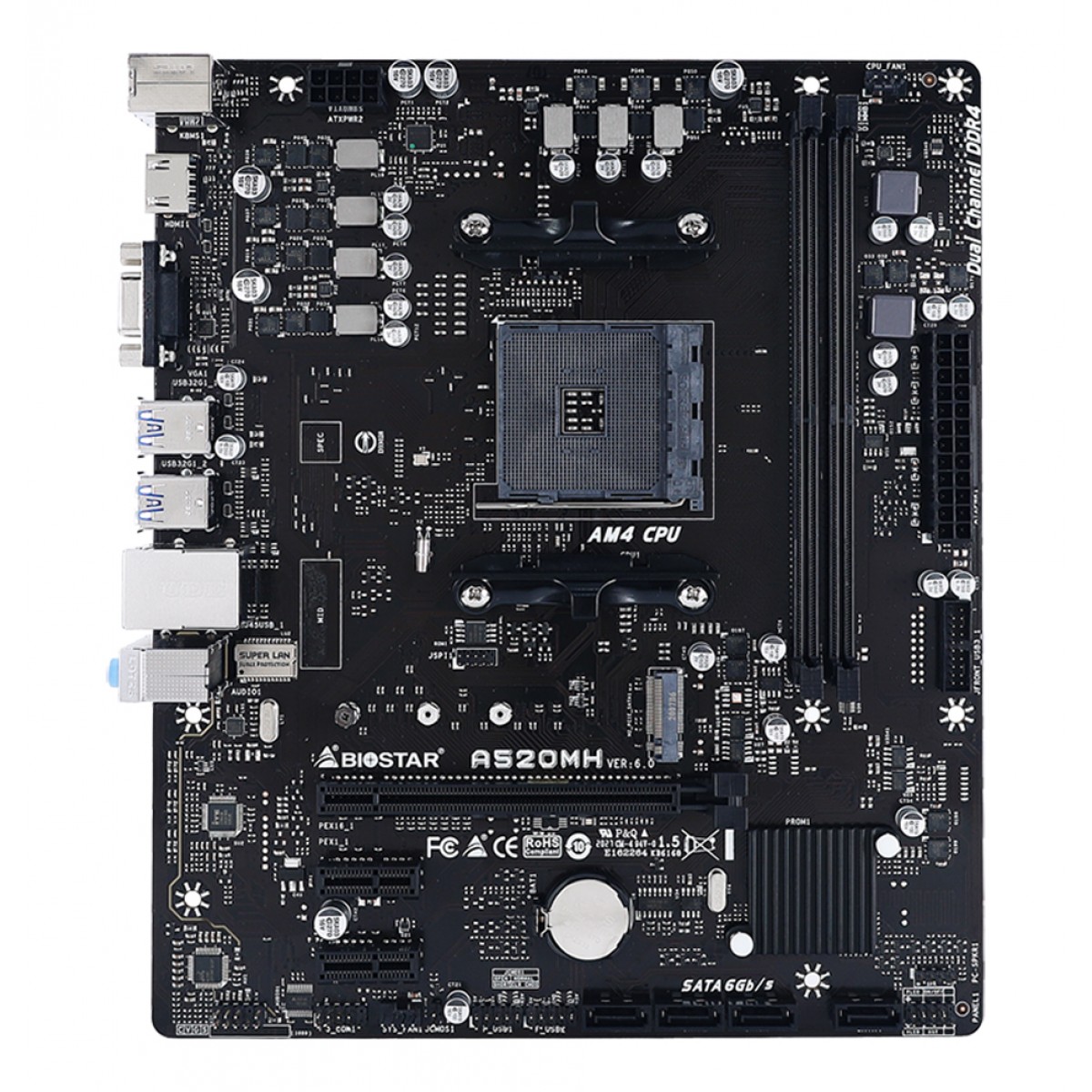 Placa Mãe Biostar A520MH, Chipset A520, AMD AM4, mATX, DDR4
