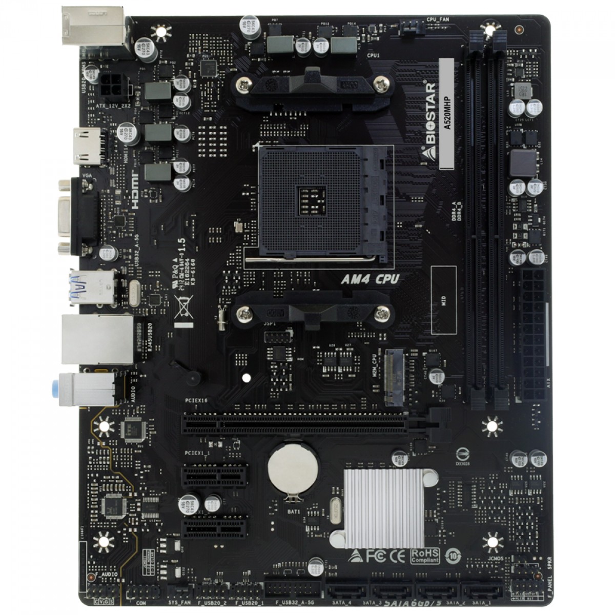 Placa Mãe Biostar A520MHP, Chipset A520, AMD AM4, MATX, DDR4