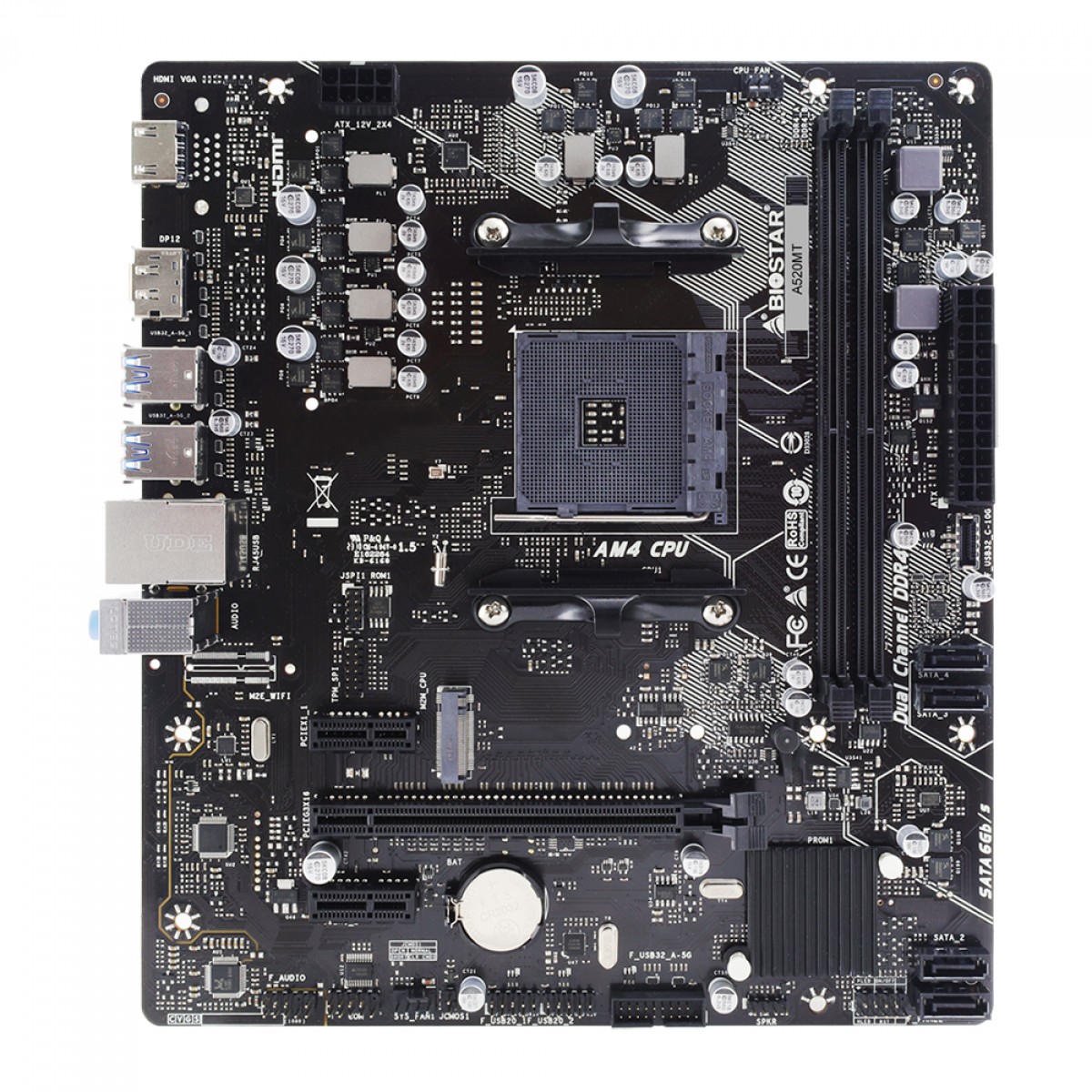 Placa Mãe Biostar A520MT, Chipset, A520, AMD AM4, MATX, DDR4