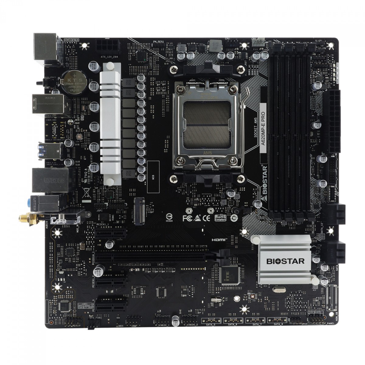 Placa Mãe Biostar A620MP-E PRO, Chipset A620, AMD AM5, MATX, DDR5