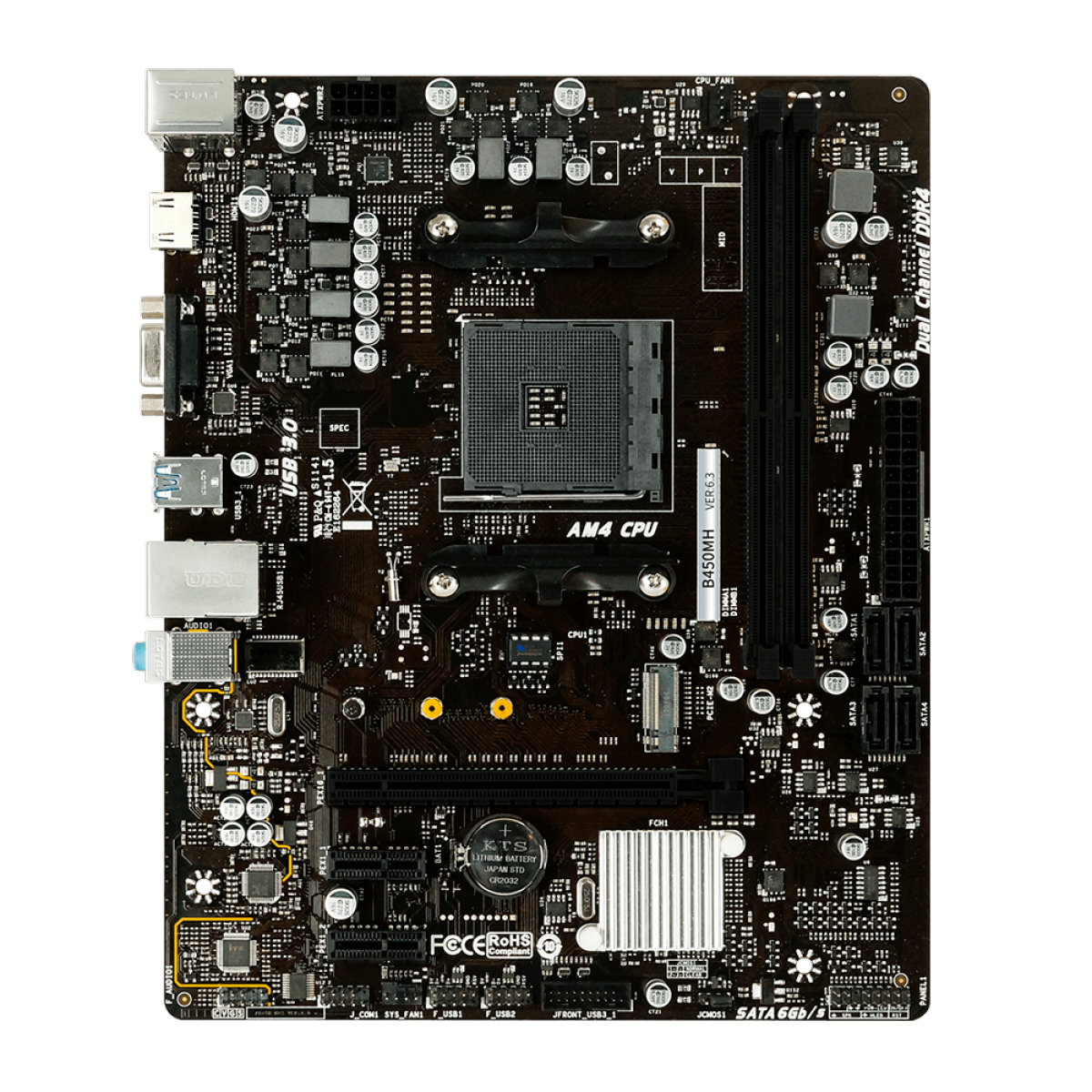 Placa Mãe Biostar B450MH, Chipset B450, AMD AM4, mATX, DDR4
