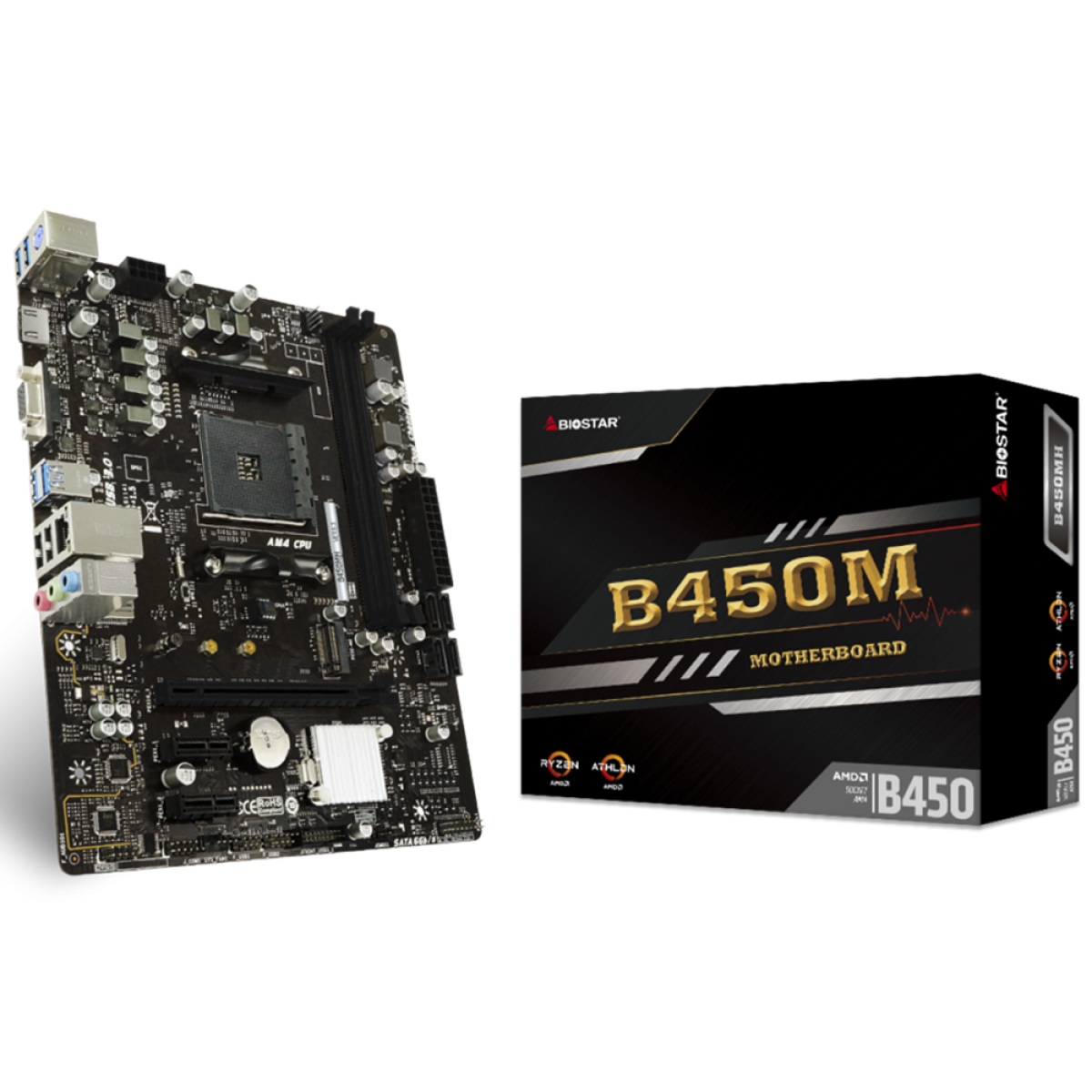 Placa Mãe Biostar B450MH, Chipset B450, AMD AM4, mATX, DDR4