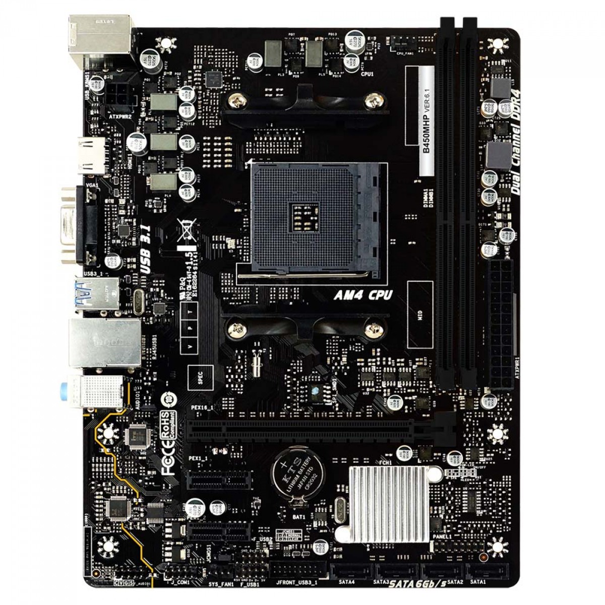 Placa Mãe Biostar B450MHP, Chipset B450, AMD AM4, mATX, DDR4