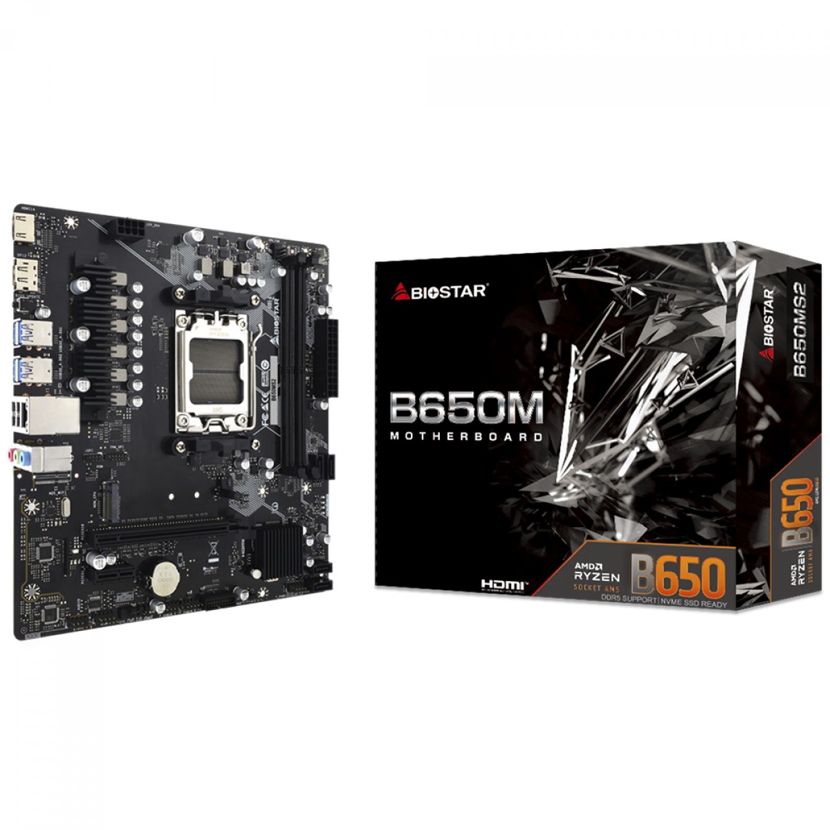 Placa Mãe Biostar B650MS2, Chipset B650, AMD AM5, mATX, DDR5