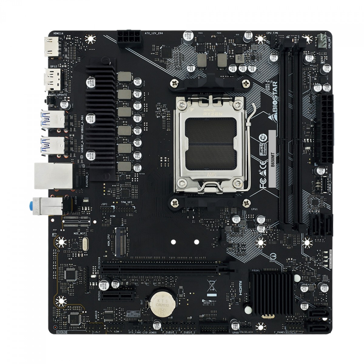 Placa Mãe Biostar B650MT, Chipset B650, AMD AM5, MATX, DDR5