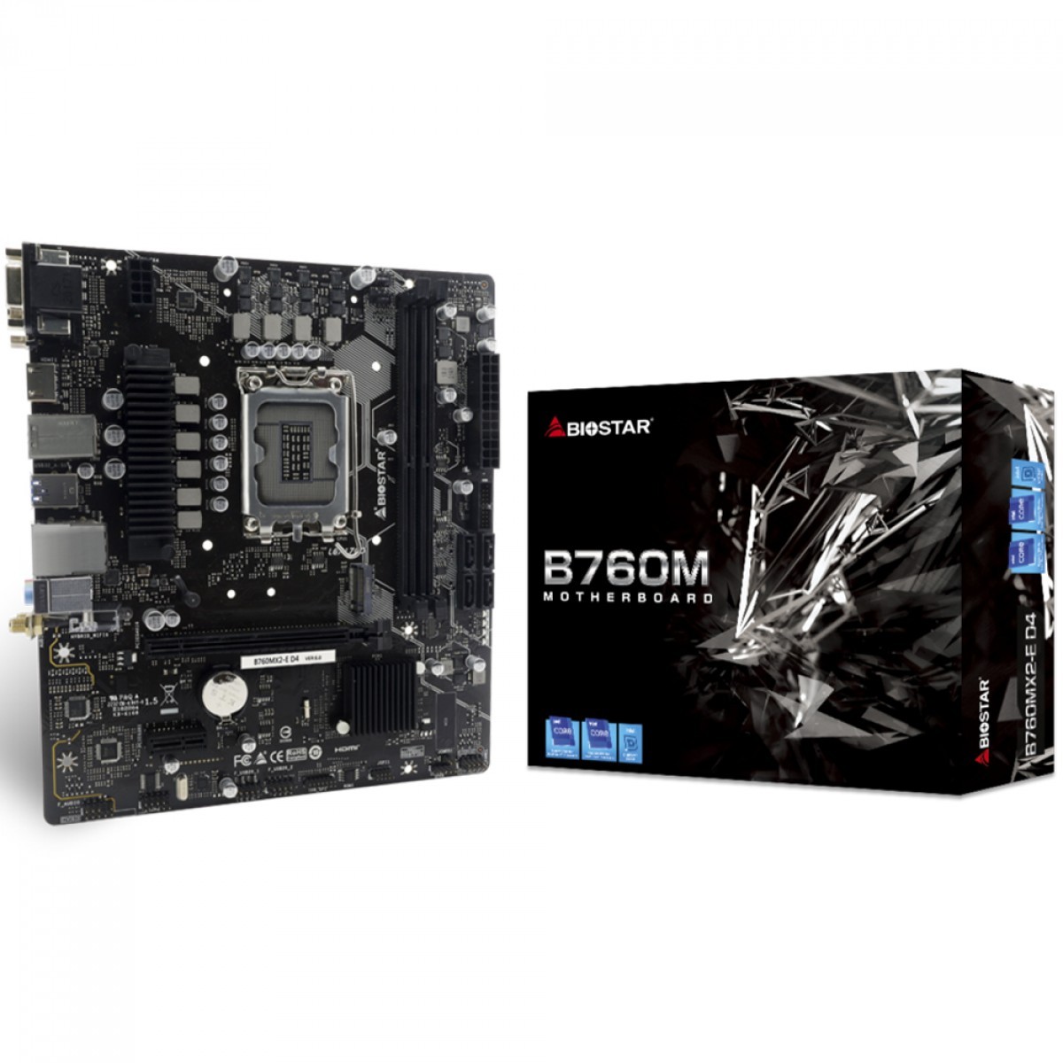 Placa Mãe Biostar B760MX2-E D4, Chipset B760, Intel LGA 1700, MATX, DDR4, Preto