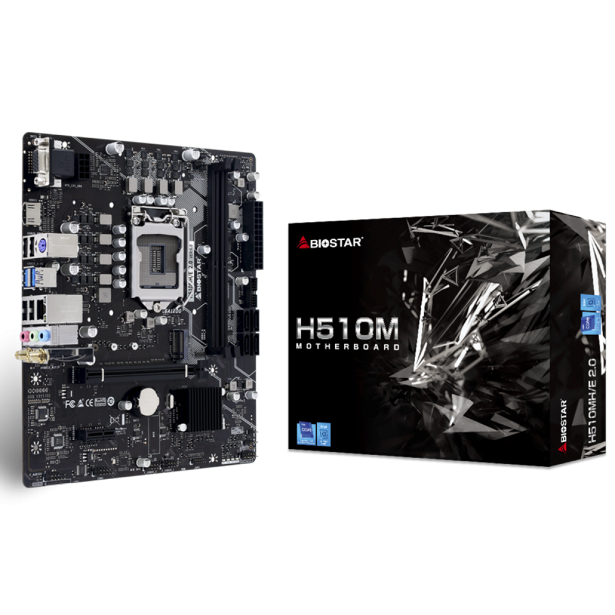 Placa Mãe Biostar H510MH/E 2.0, WIFI, Chipset H510, Intel LGA 1200, mATX, DDR4