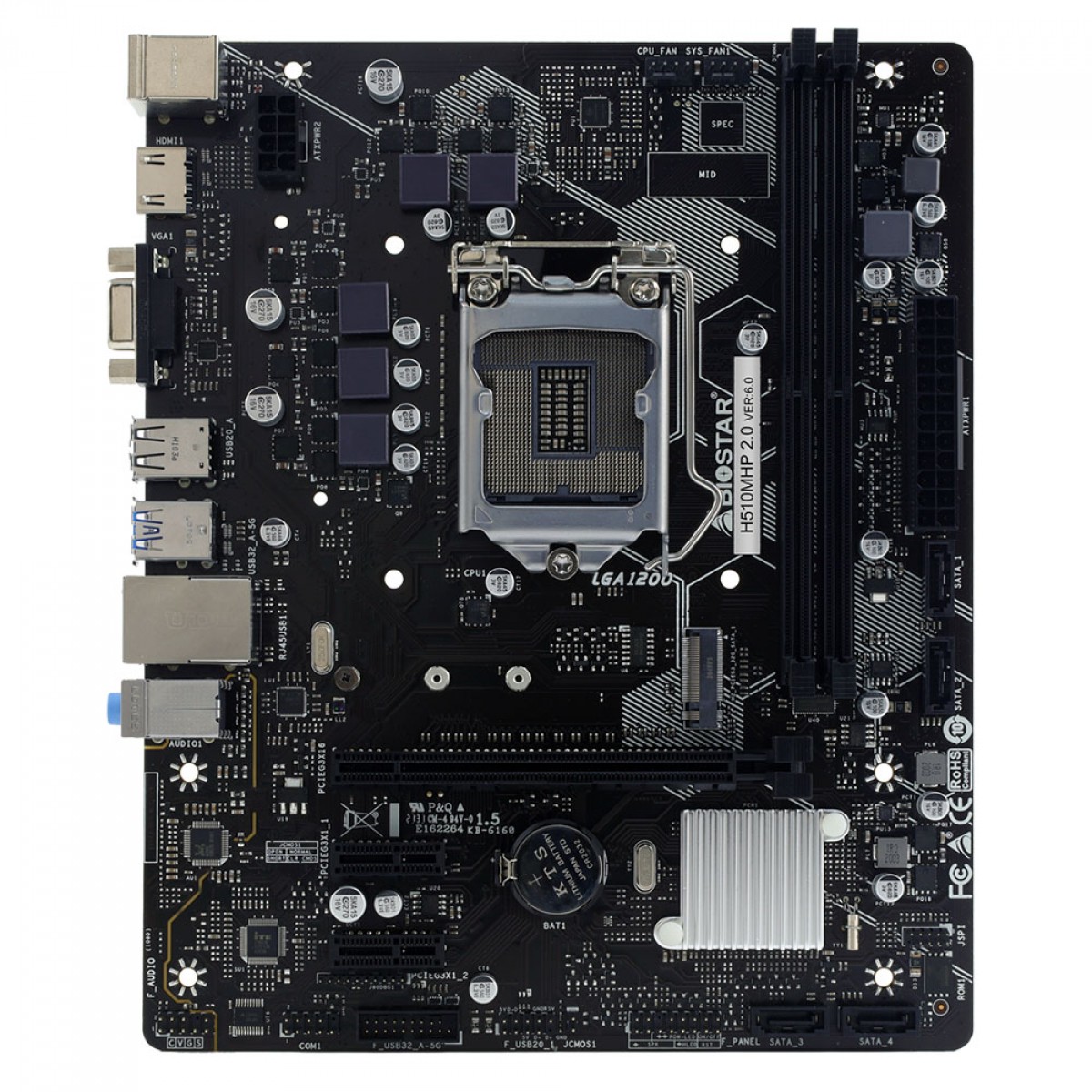 Placa Mãe Biostar H510MHP 2.0, Chipset H510, Intel LGA 1200, mATX, DDR4